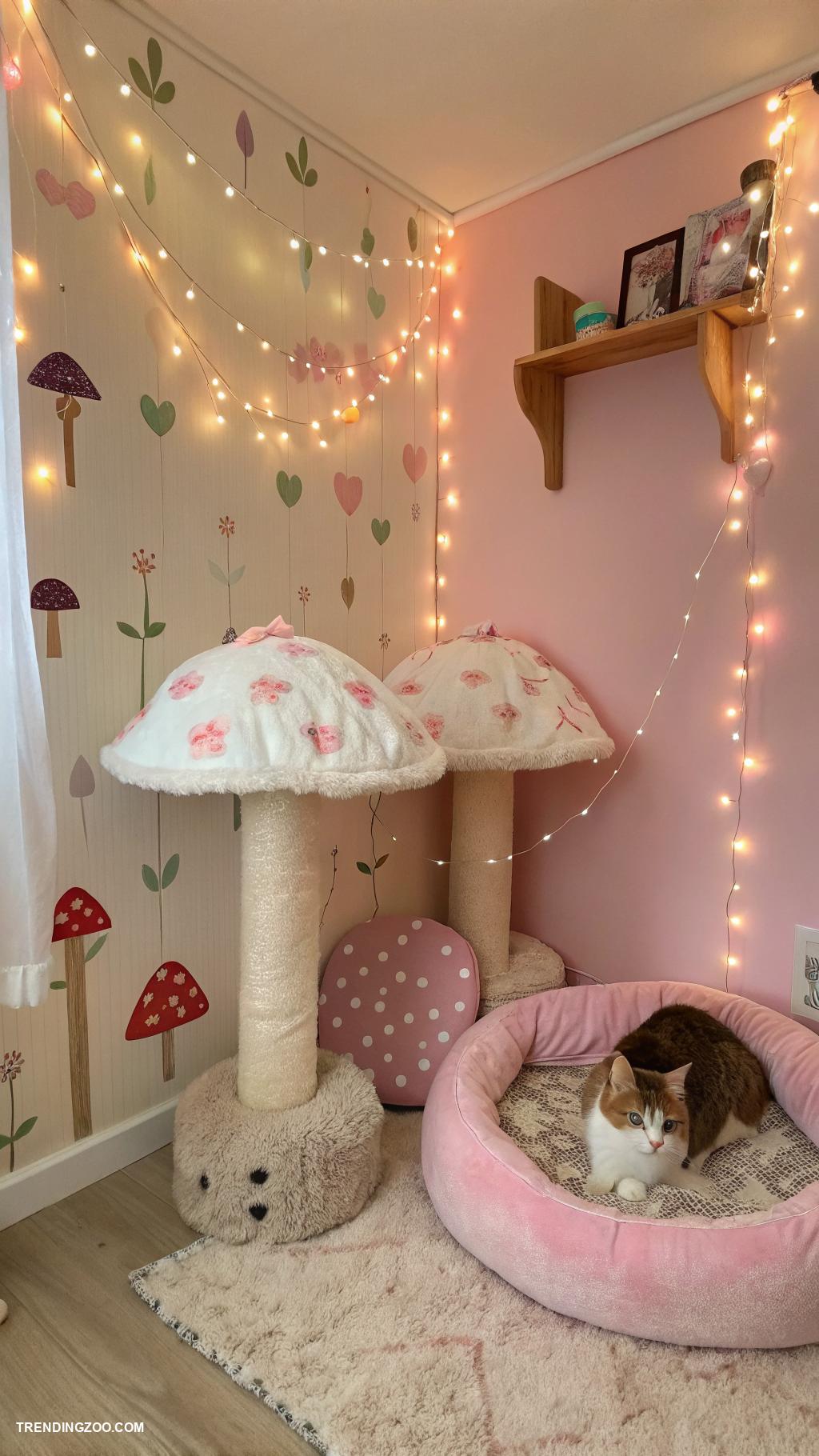 fairycore cat rooms String lights and soft mushroom decor