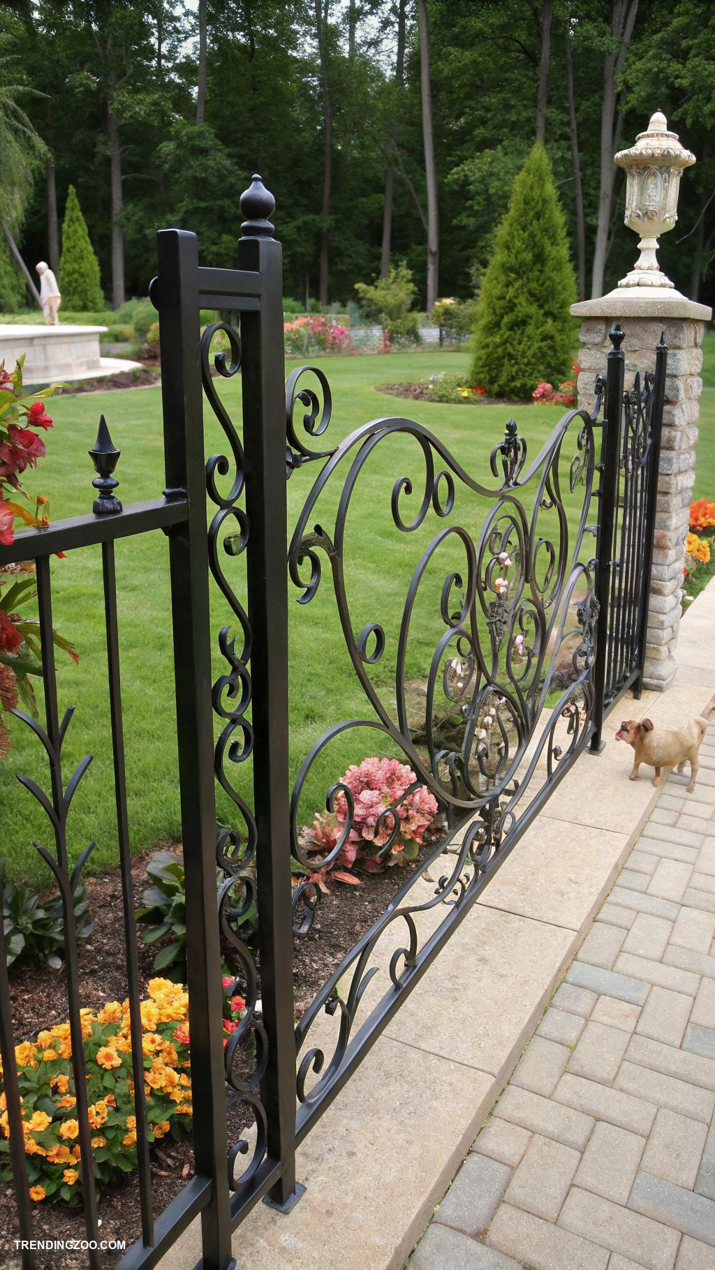 garden fence ideas for dog owners Decorative wrought iron for elegance