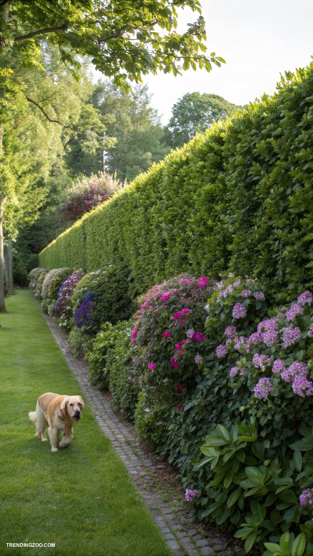 garden fence ideas for dog owners Hedge rows for a natural barrier