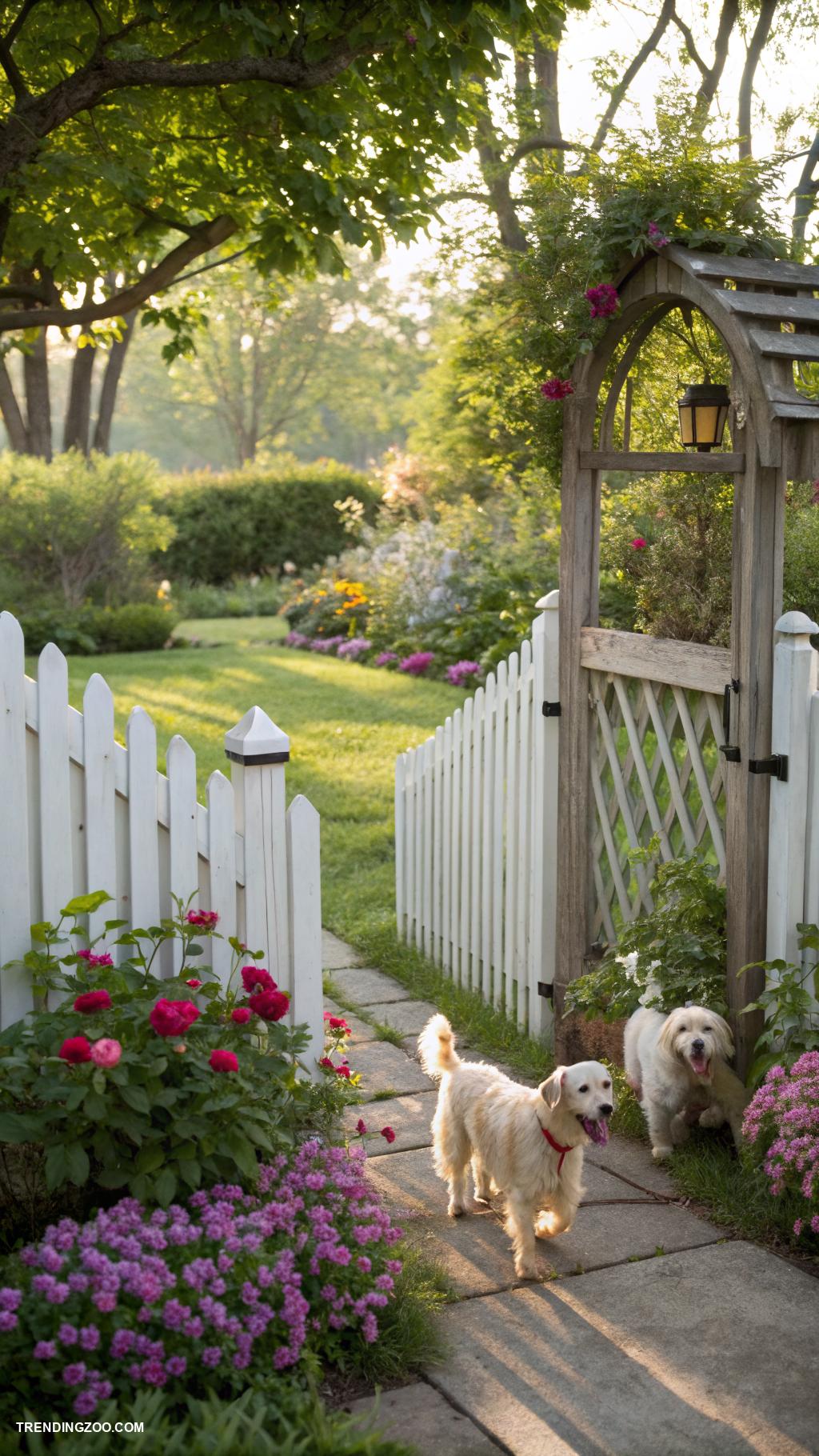 garden fence ideas for dog owners Wooden picket fence for a classic look