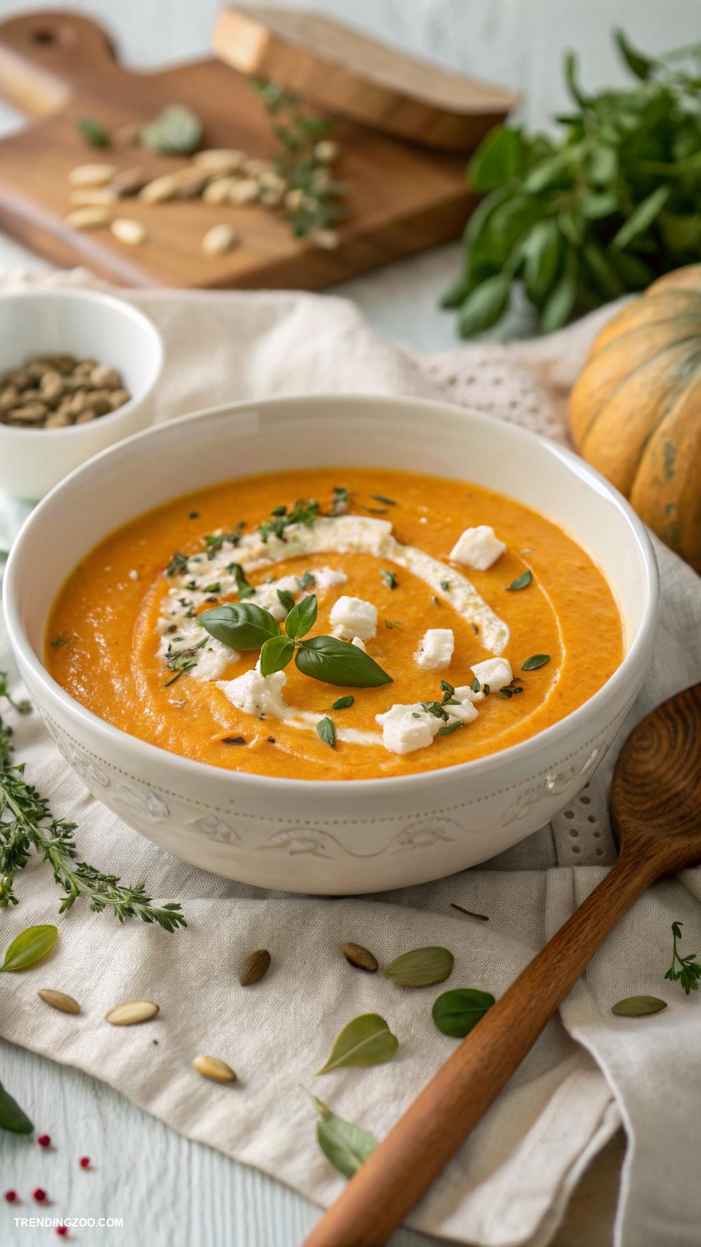 goat cheese recipes Butternut squash soup with goat cheese drizzle