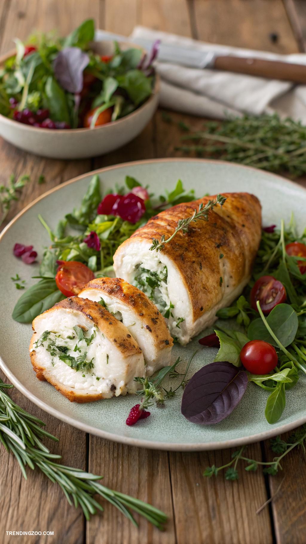 goat cheese recipes Goat cheese and herb stuffed chicken breast