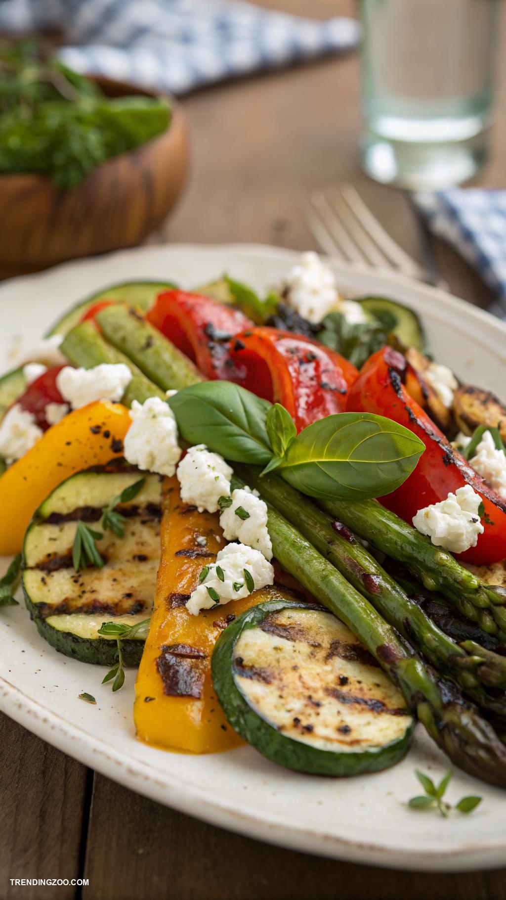 goat cheese recipes Grilled vegetables topped with goat cheese