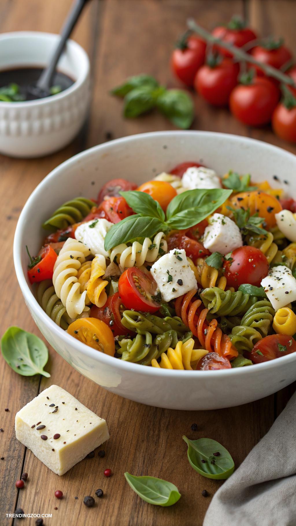 goat cheese recipes Pasta salad with goat cheese and cherry tomatoes