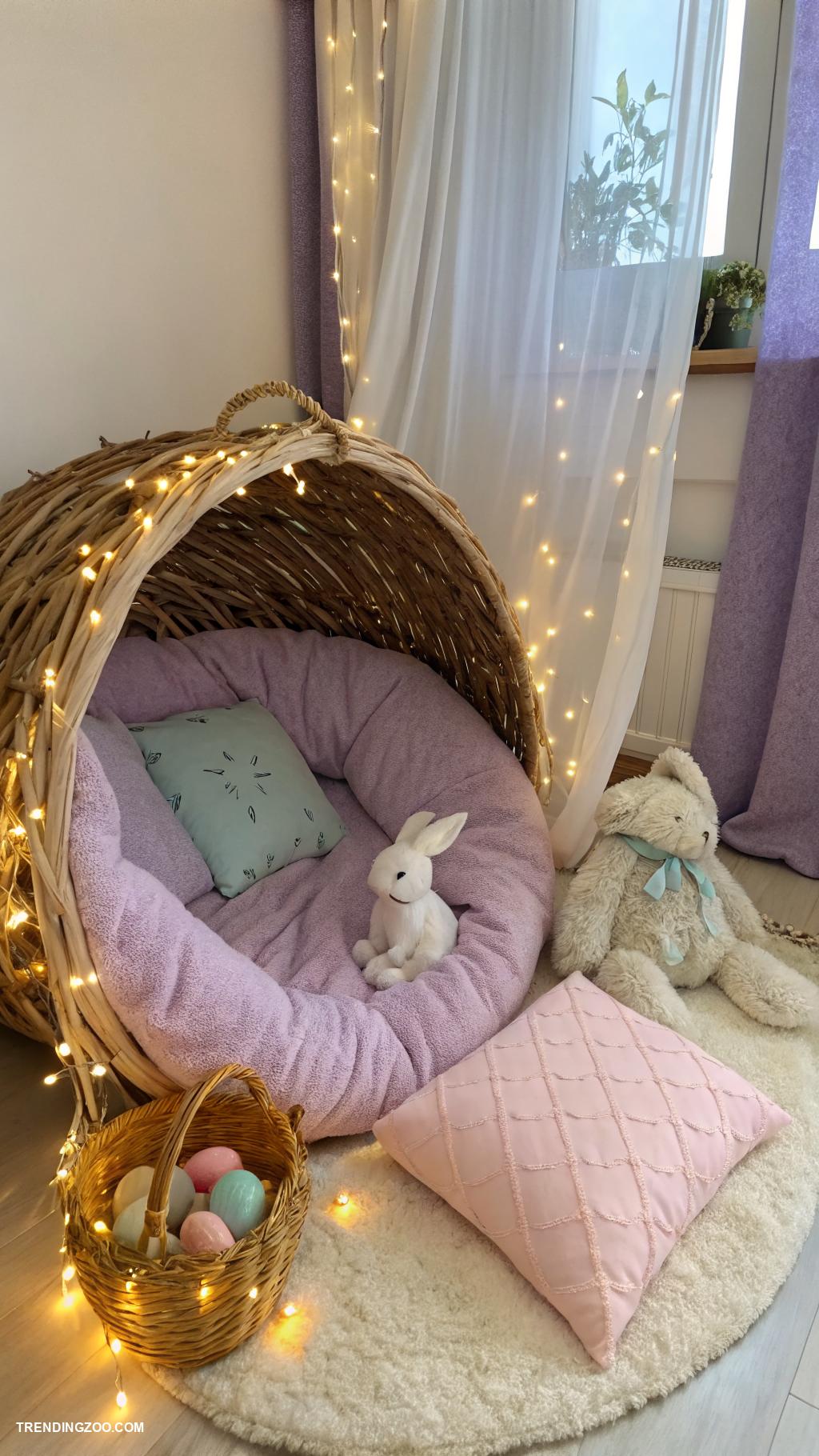 rabbit room ideas Cozy corner with soft bedding and tunnels