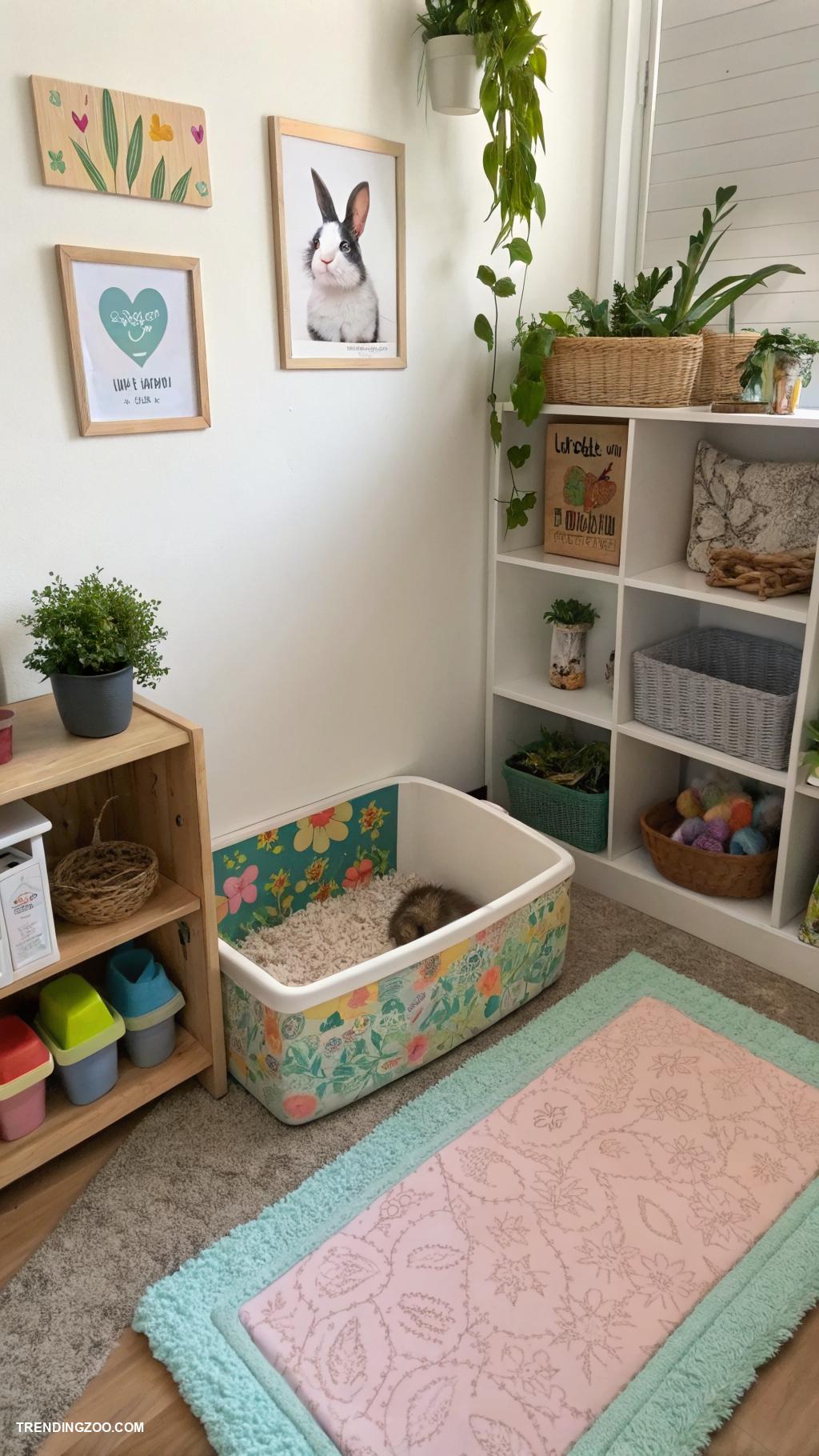 rabbit room ideas Dedicated litter box area for hygiene