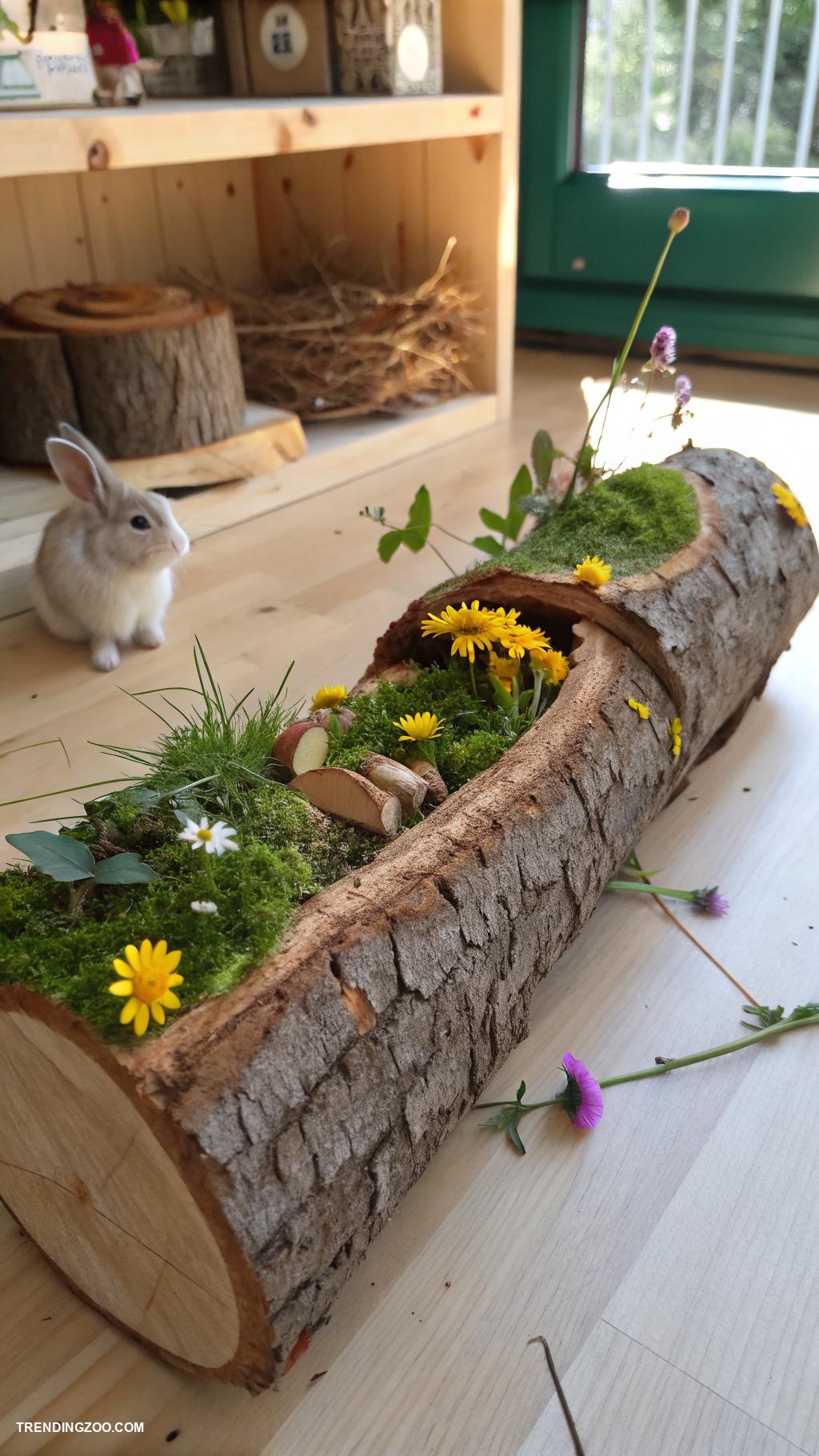 rabbit room ideas Natural wood elements for chewing pleasure