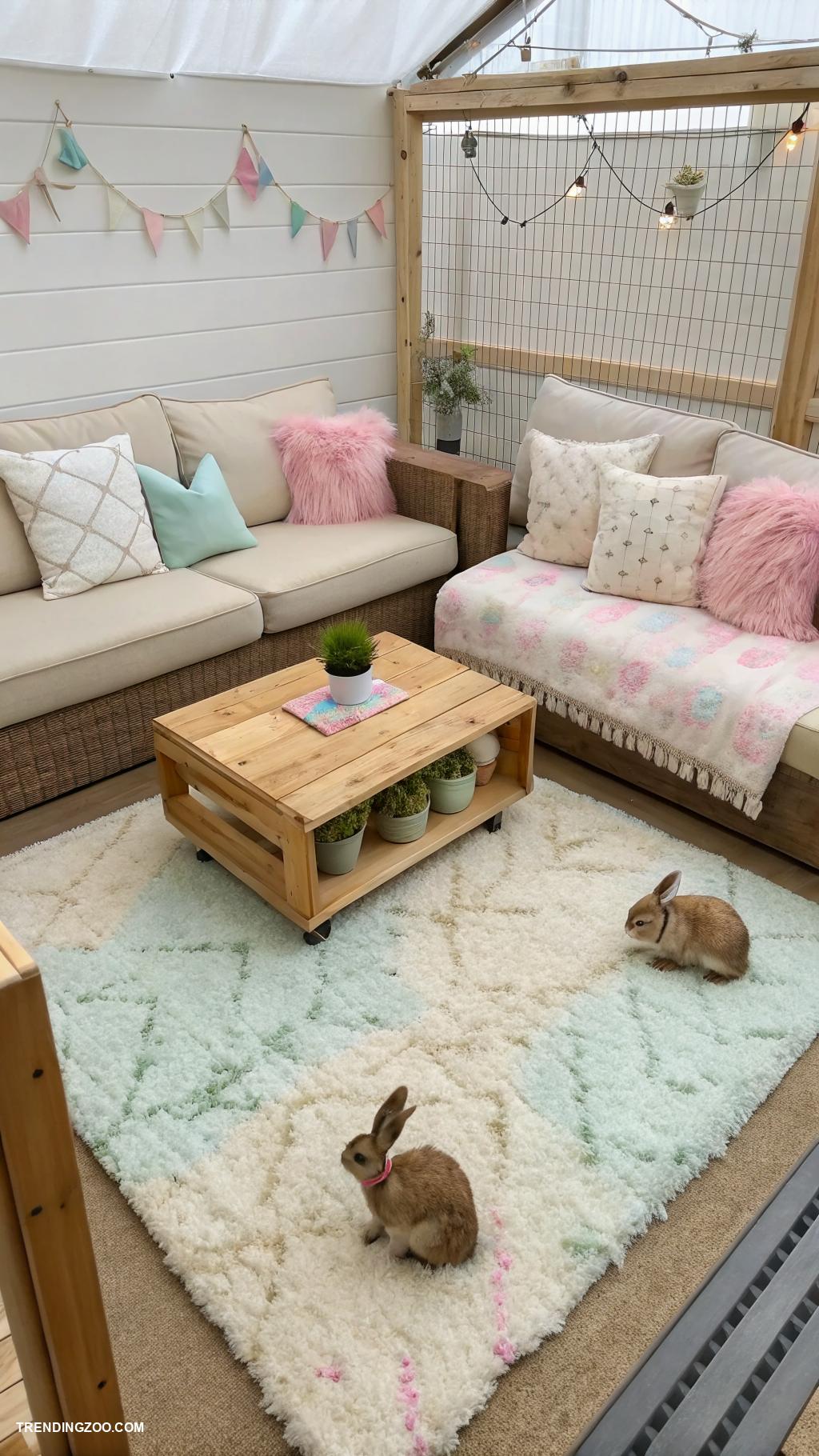 rabbit room ideas Socializing zone with rabbit proof furniture