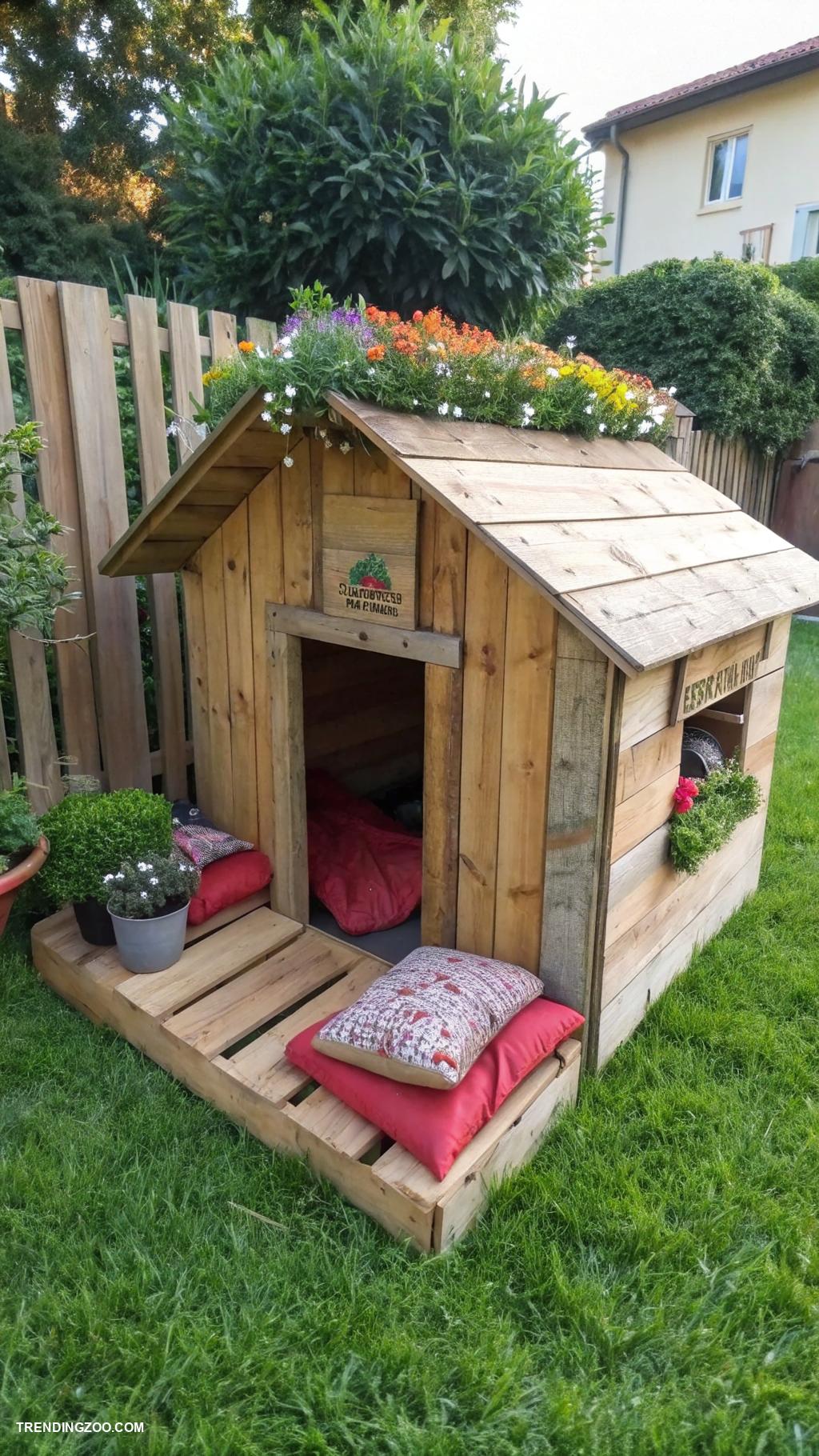 small dog houses Repurposed wooden pallets for shelter