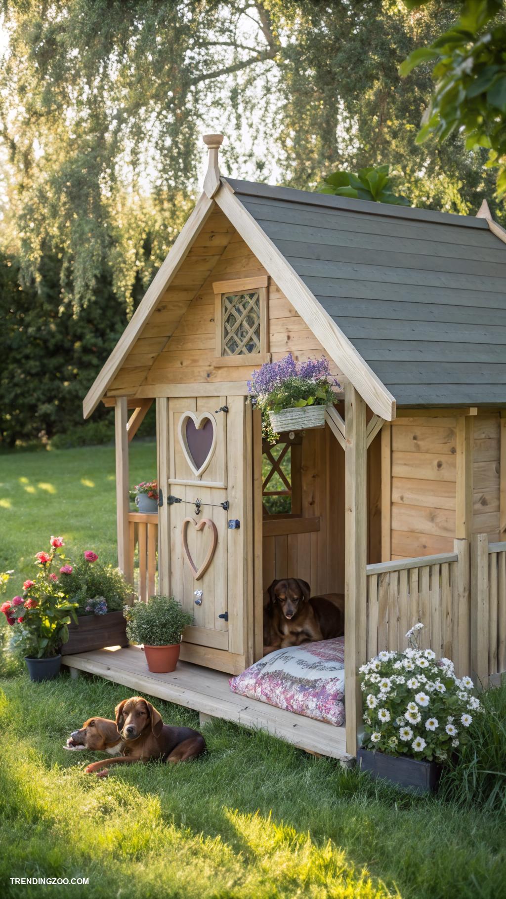 small dog houses Wooden cottage with a sloping roof