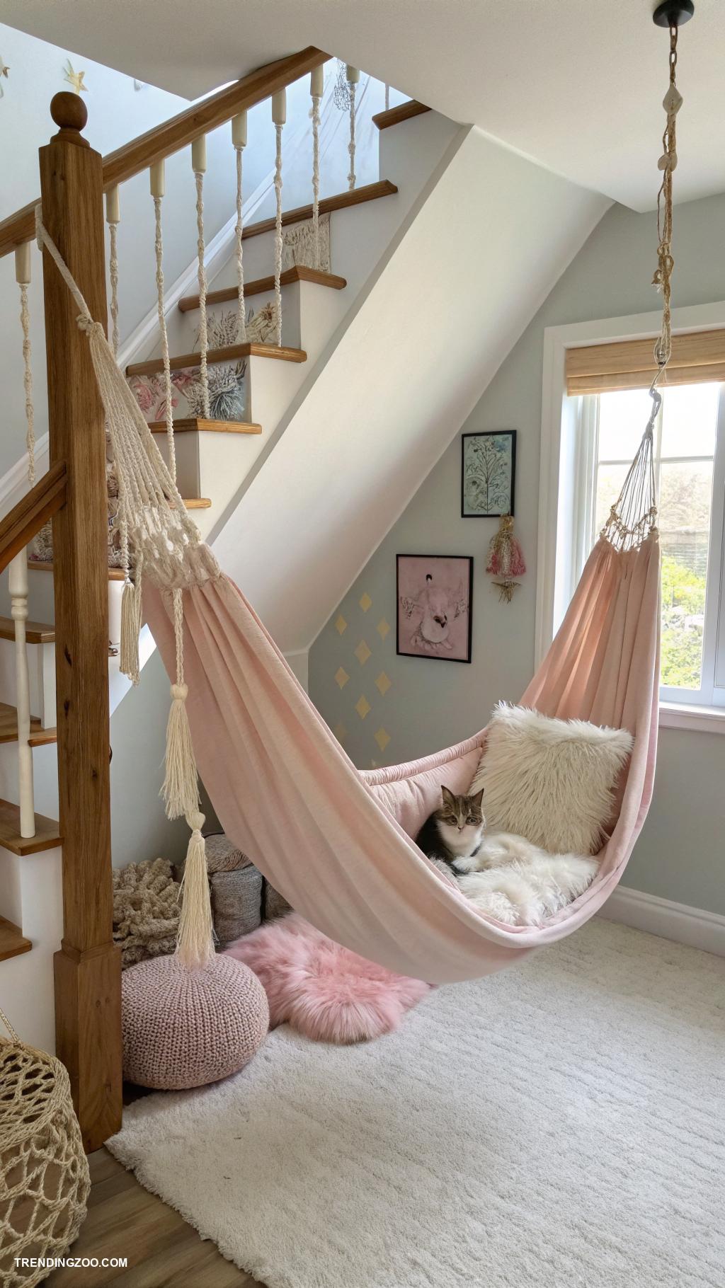 under stairs cat room Hammock for elevated lounging