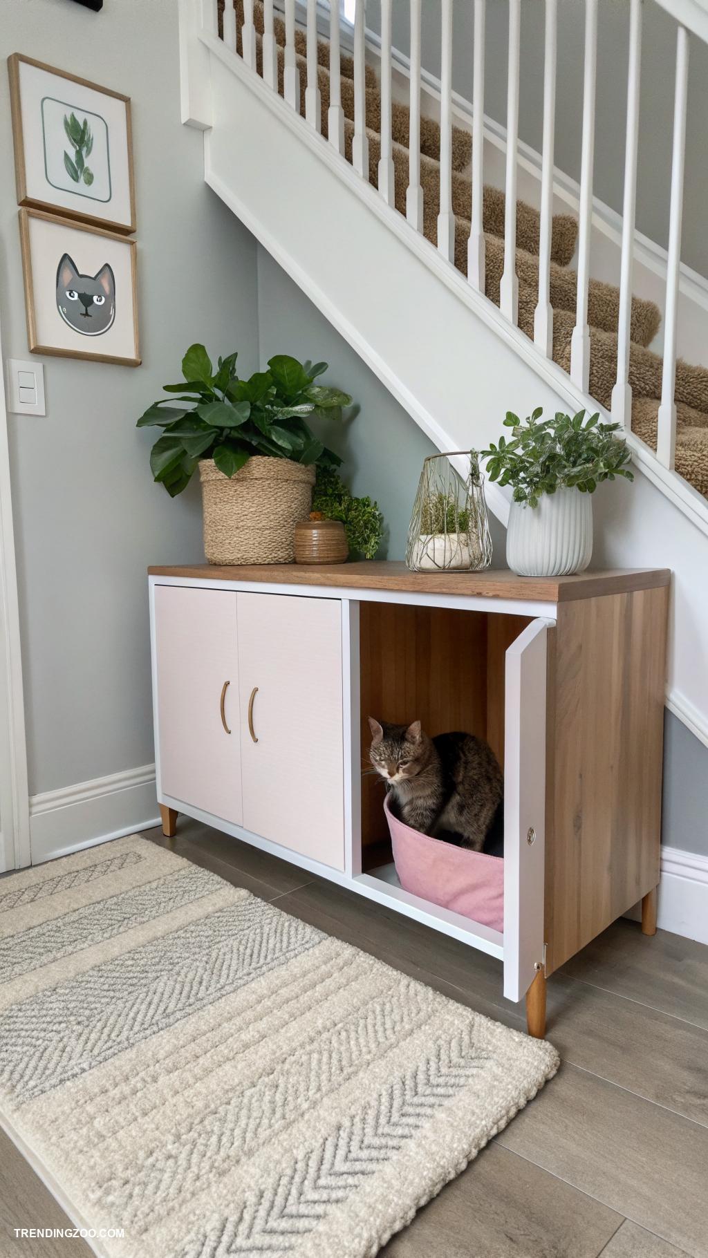 under stairs cat room Hidden litter box for discreet use