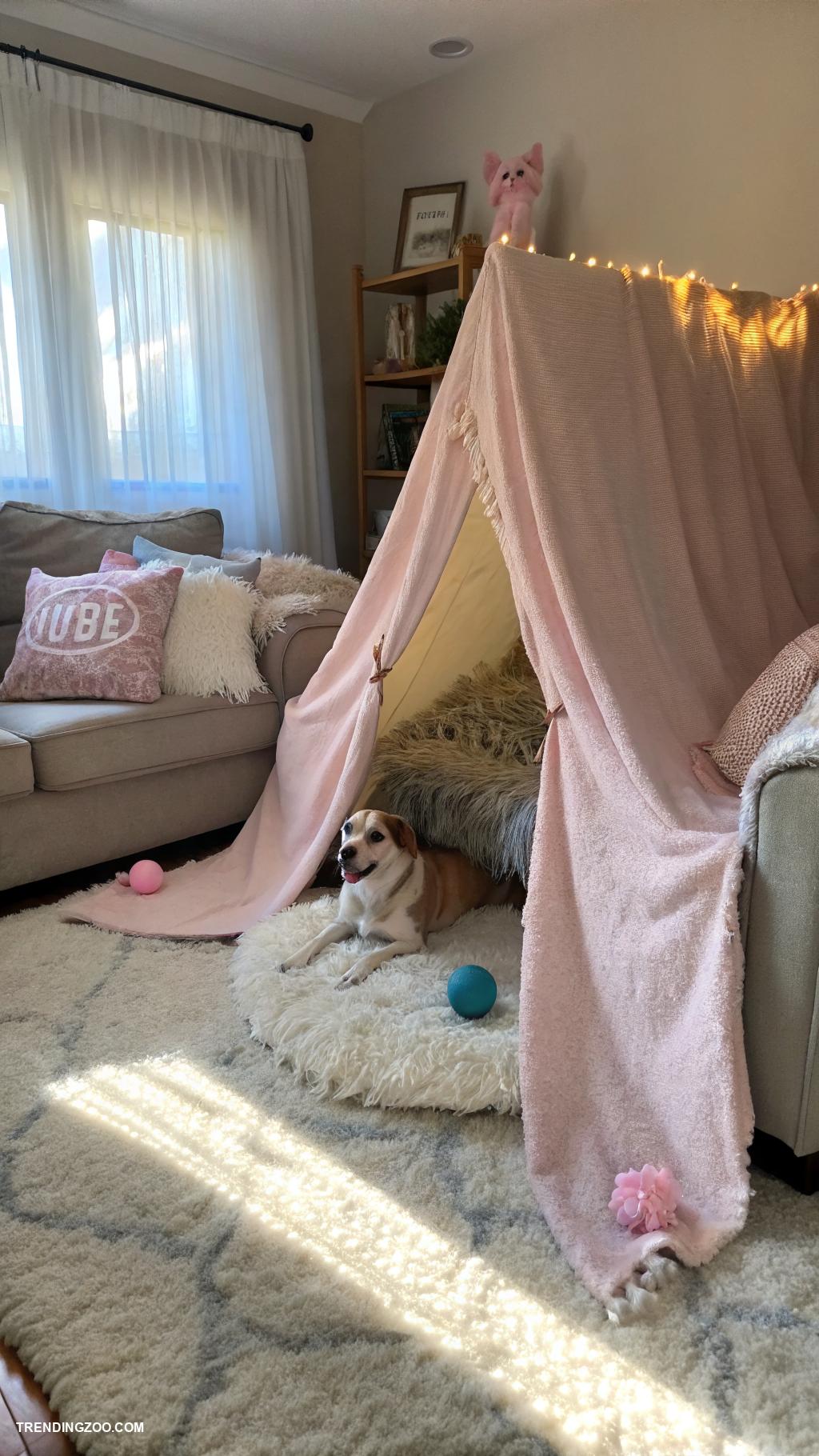 diy dog couch Fleece blanket fort for snuggly retreat