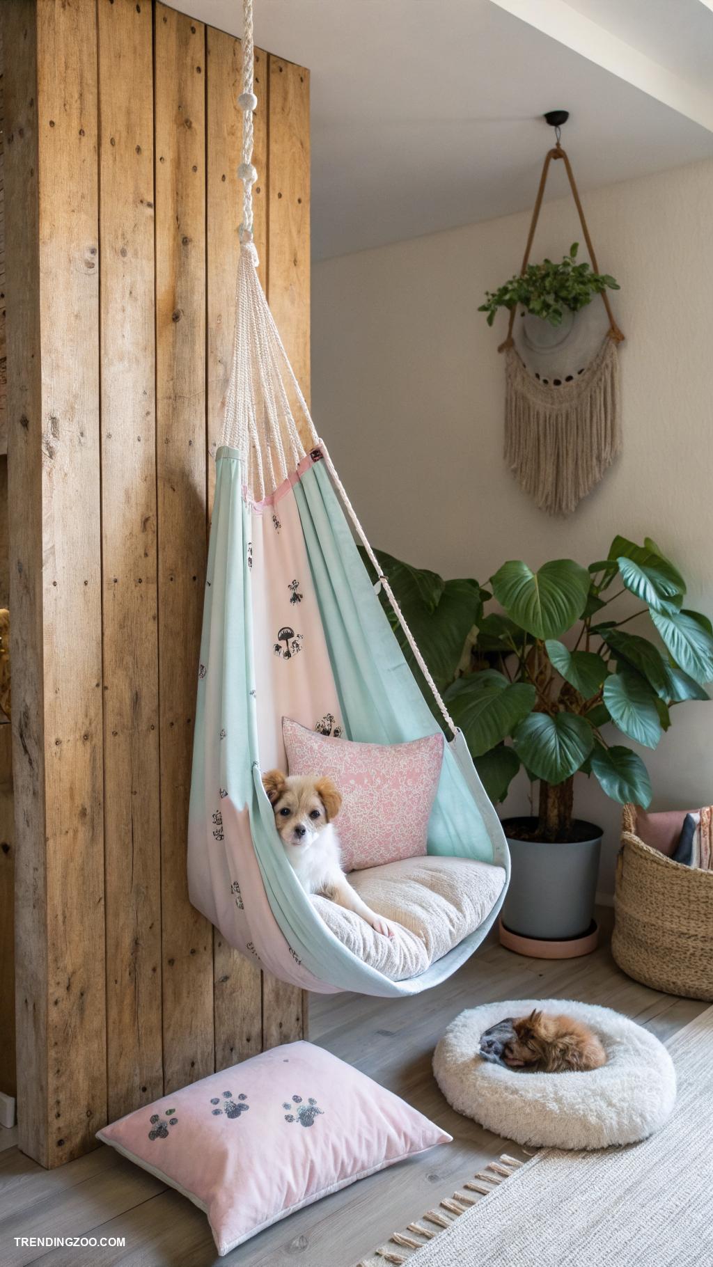 diy dog couch Hammock style bed hanging from walls