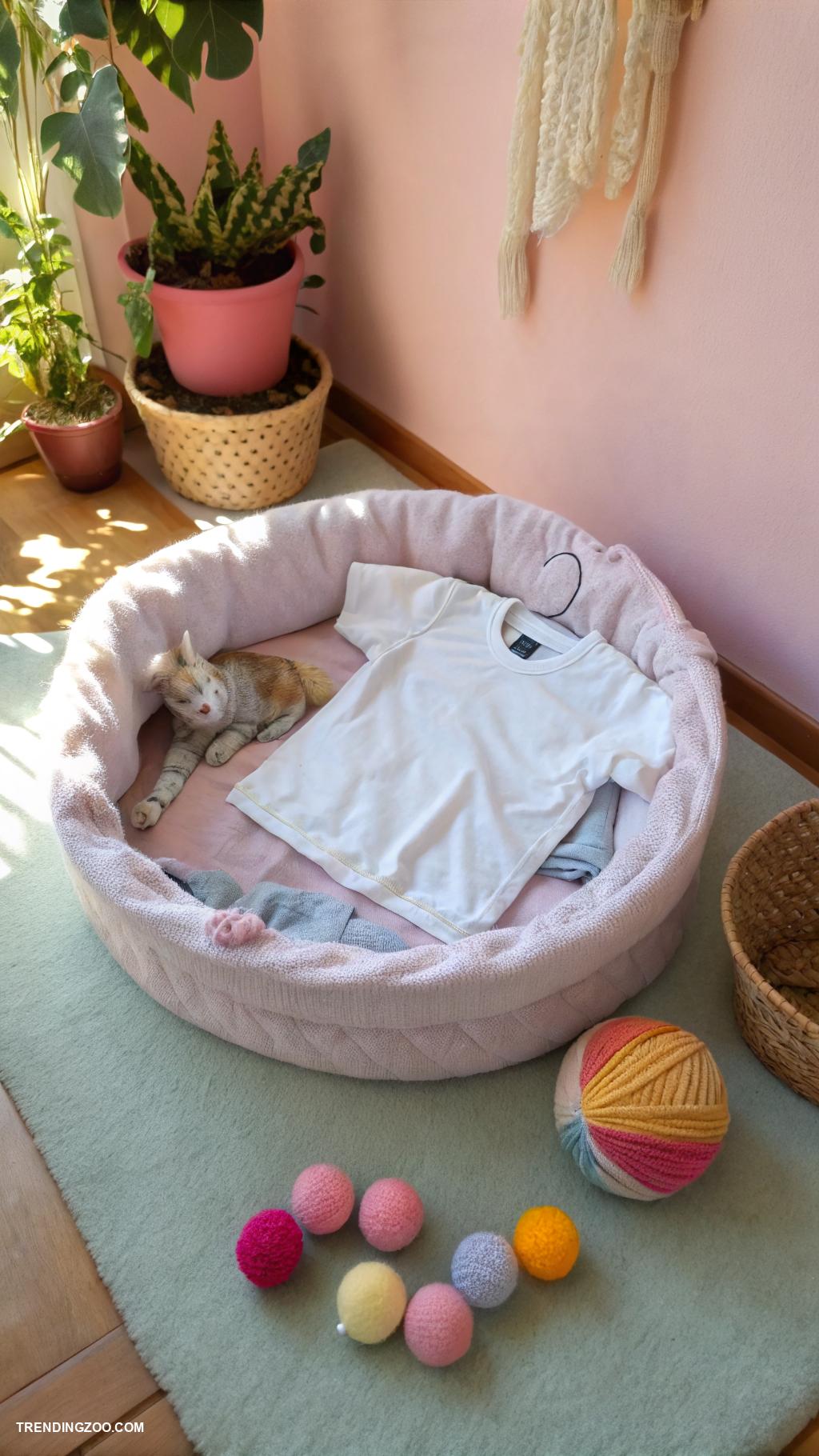 diy kitten bed Old T shirt stuffed for comfort