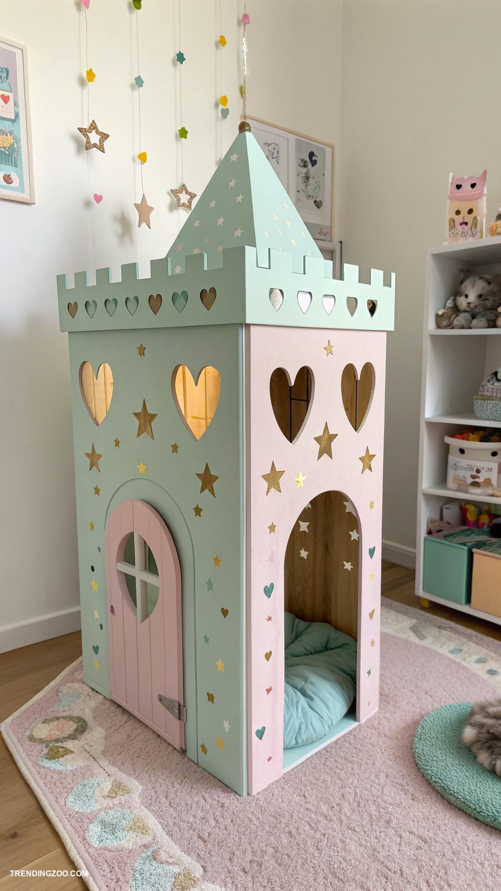 cardboard cat castle Hideaway with a sliding top door