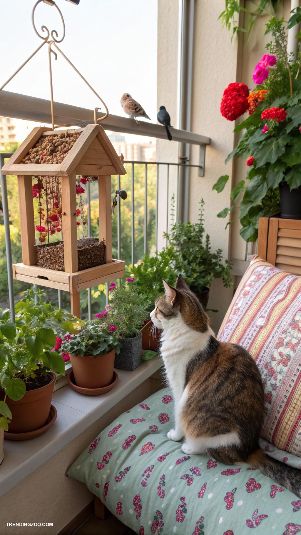 cat balcony ideas Hang a bird feeder nearby