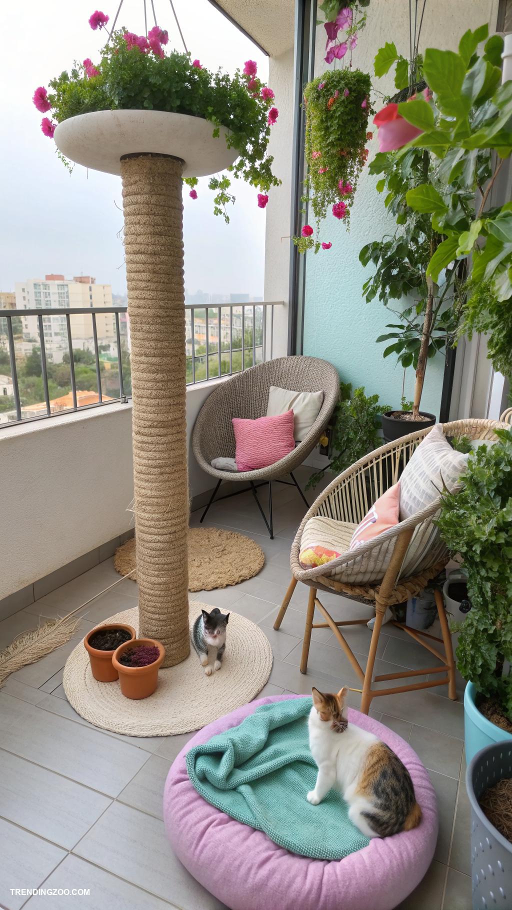 cat balcony ideas Install a scratching post area