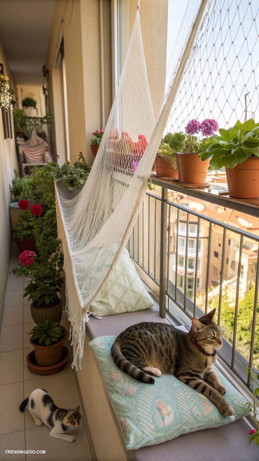 cat balcony ideas Use netting to prevent escapes
