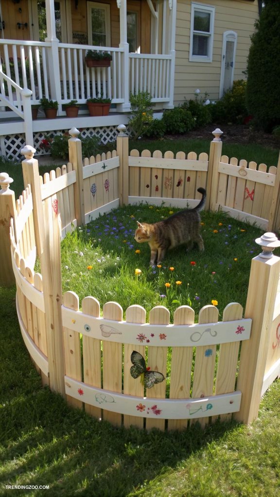 cat fence ideas Use a circular fence design for safety