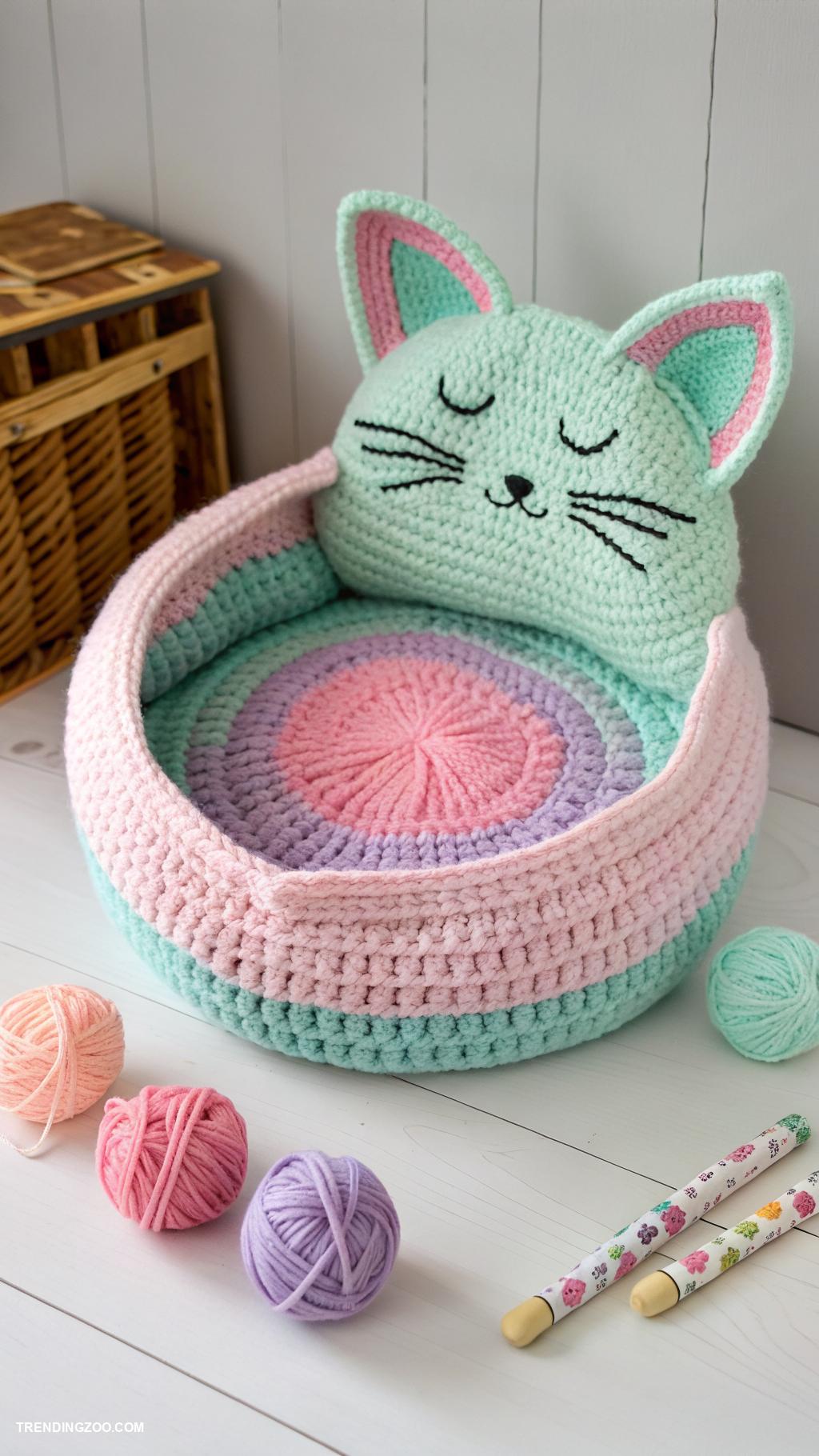 crochet cat beds Cat shaped crochet bed for playful pets