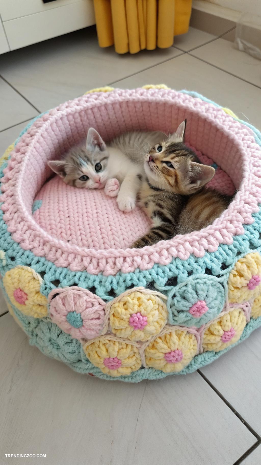 crochet cat beds Crochet bed with removable washable cover