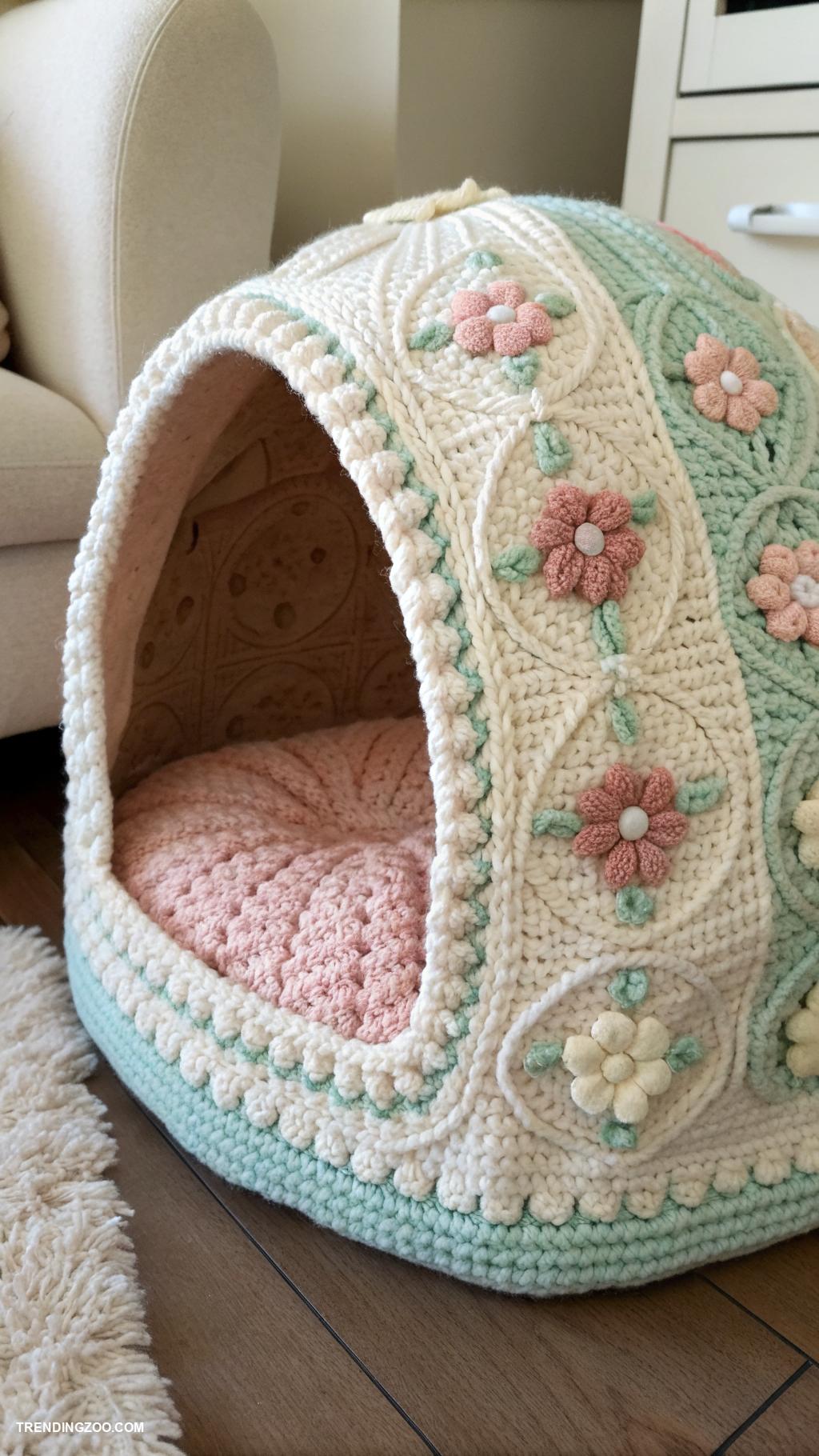 crochet cat beds Crochet cave bed for privacy loving cats