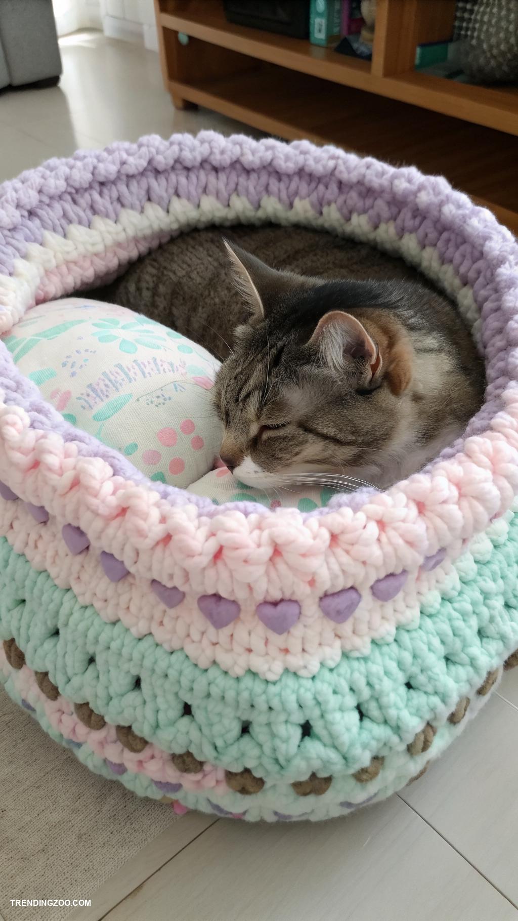 crochet cat beds Crochet donut bed for snuggly comfort