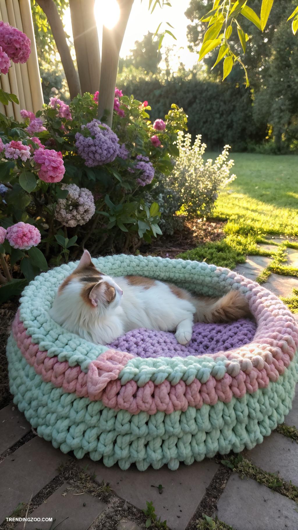 crochet cat beds Outdoor crochet bed for sunbathing cats