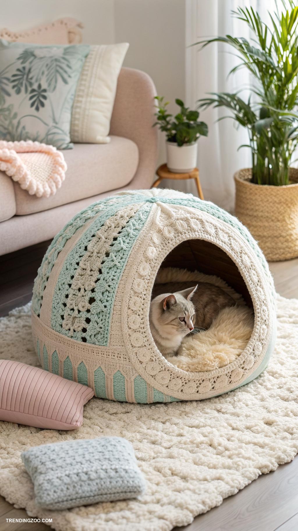 crochet cat cave Stylish round cave for luxury feel