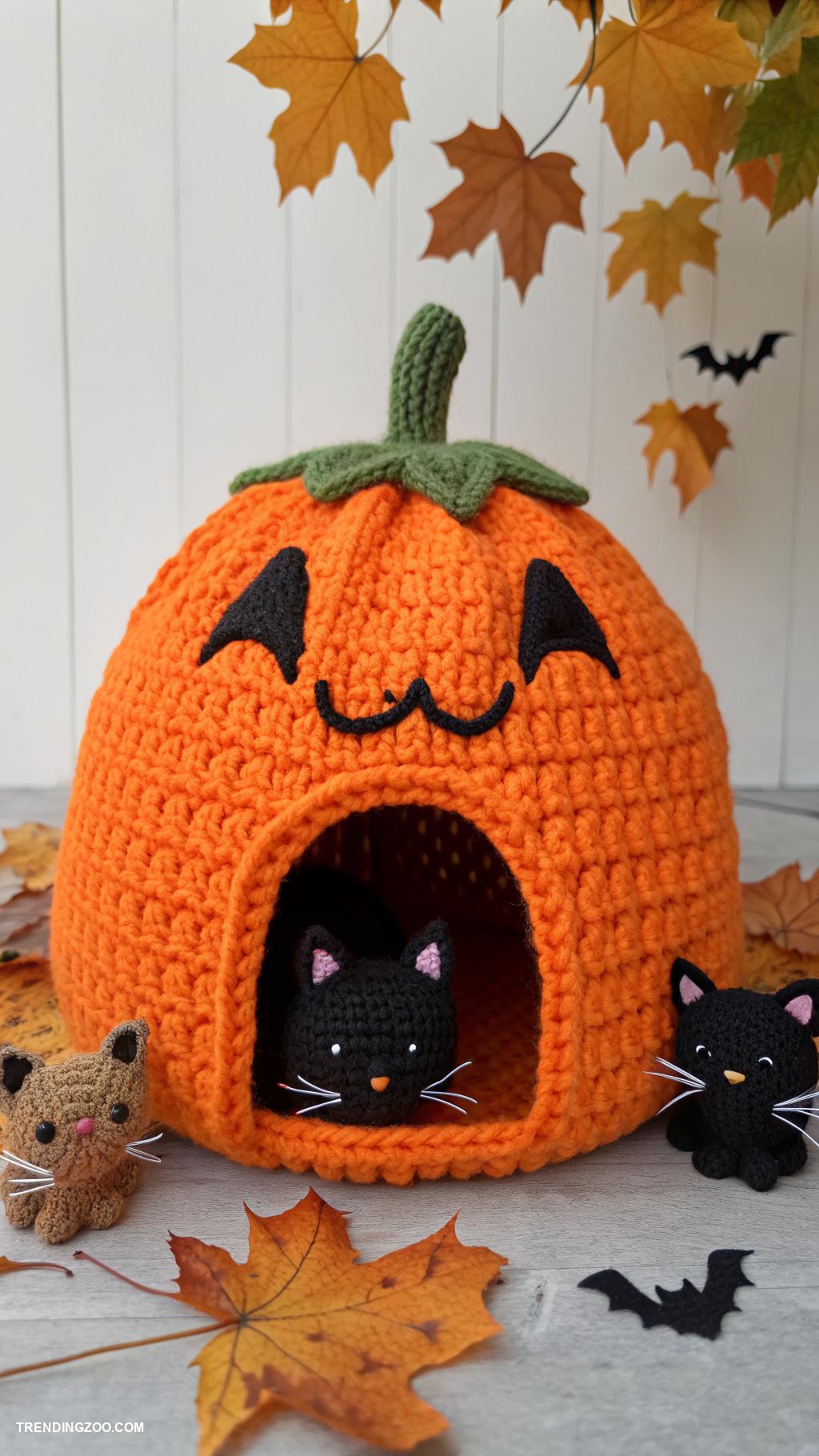 crochet cat cave Themed cave for Halloween decor