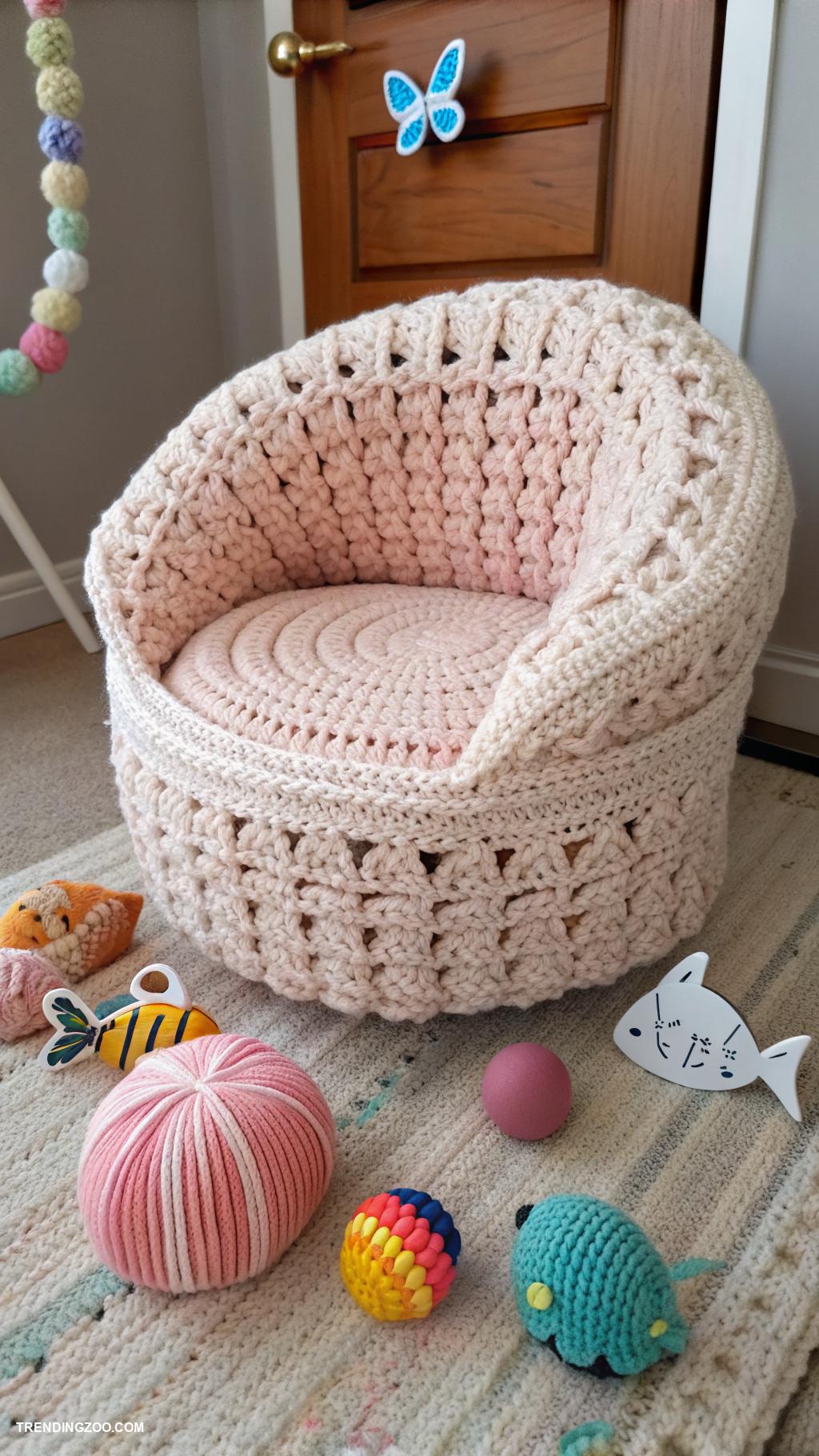 crochet cat couch Chic crochet chair with built in toys