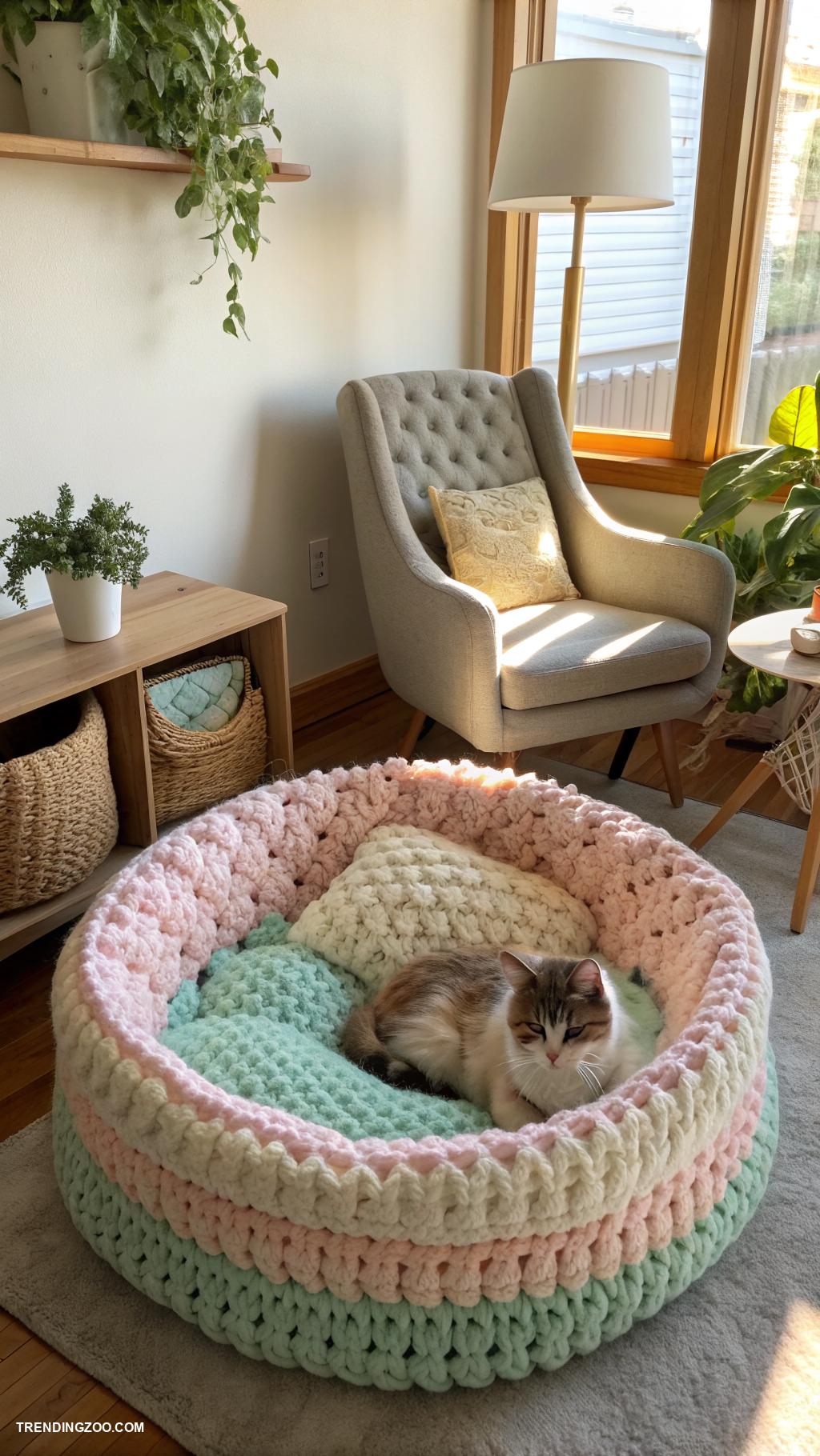 crochet cat couch Cozy corner cat couch with soft cushions