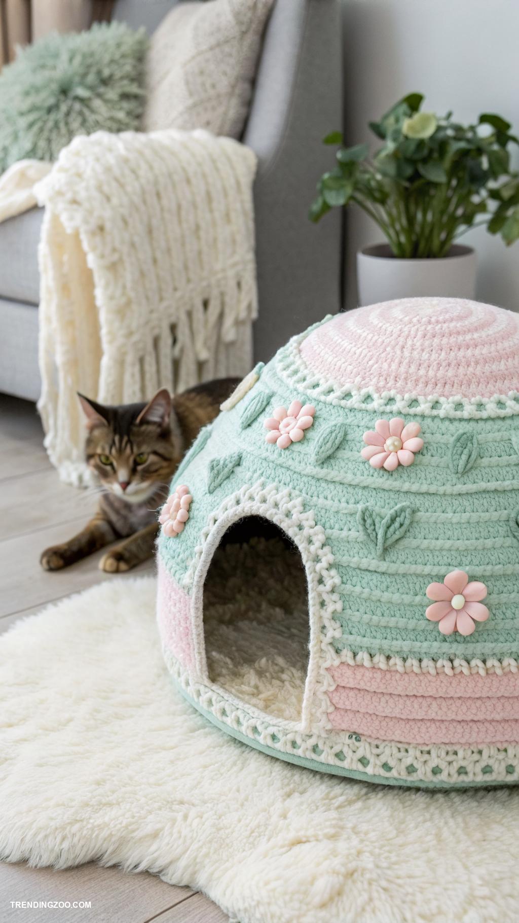 crochet cat couch Elegant crochet cat cave for lounging