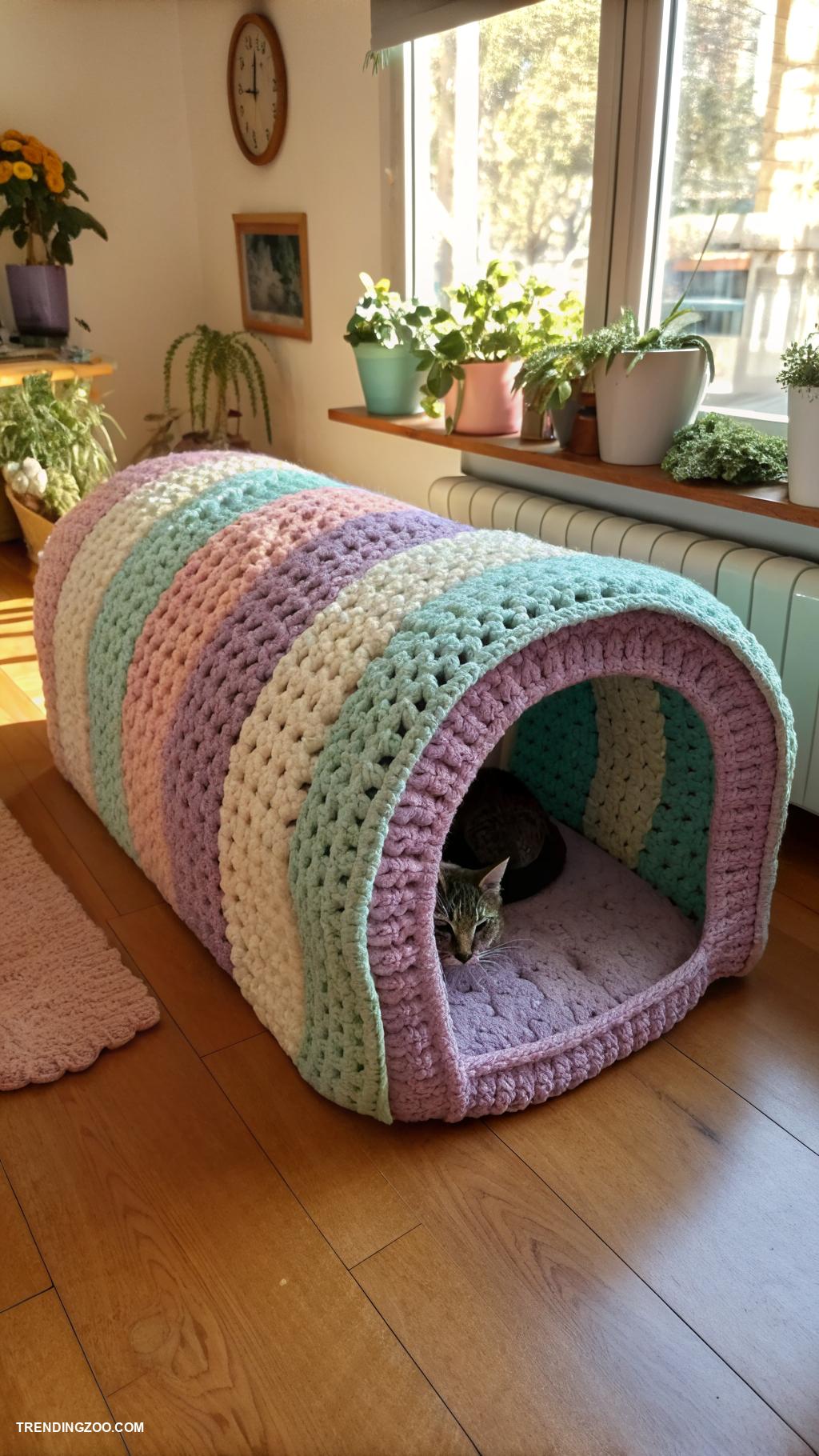crochet cat couch Fun crochet tunnel couch for energetic cats