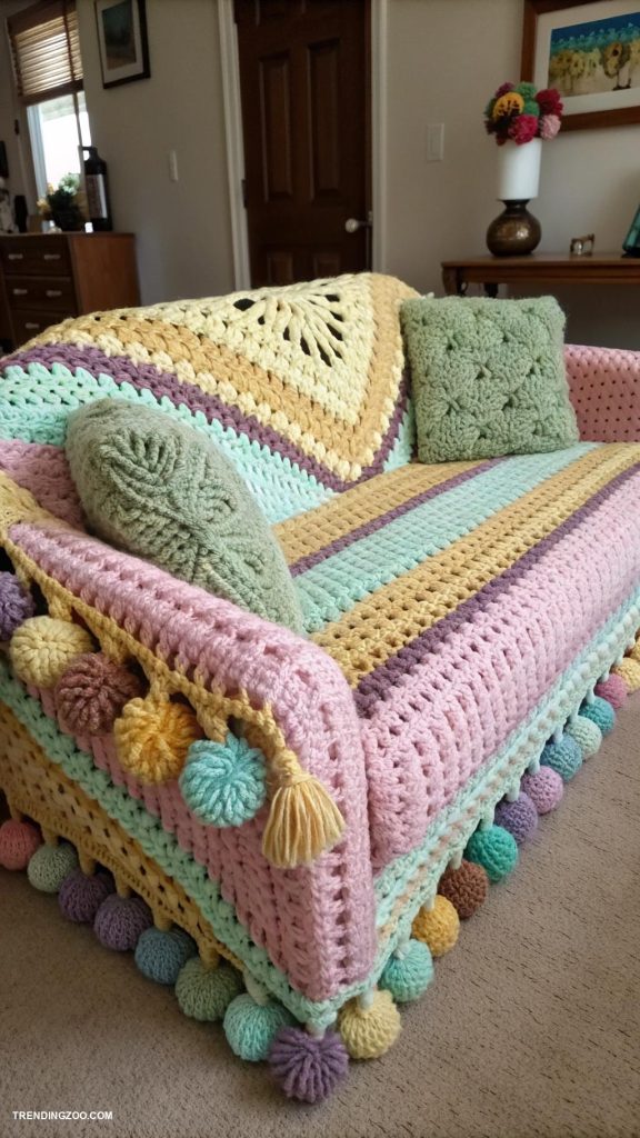 crochet cat couch Reversible crochet couch for versatile styles