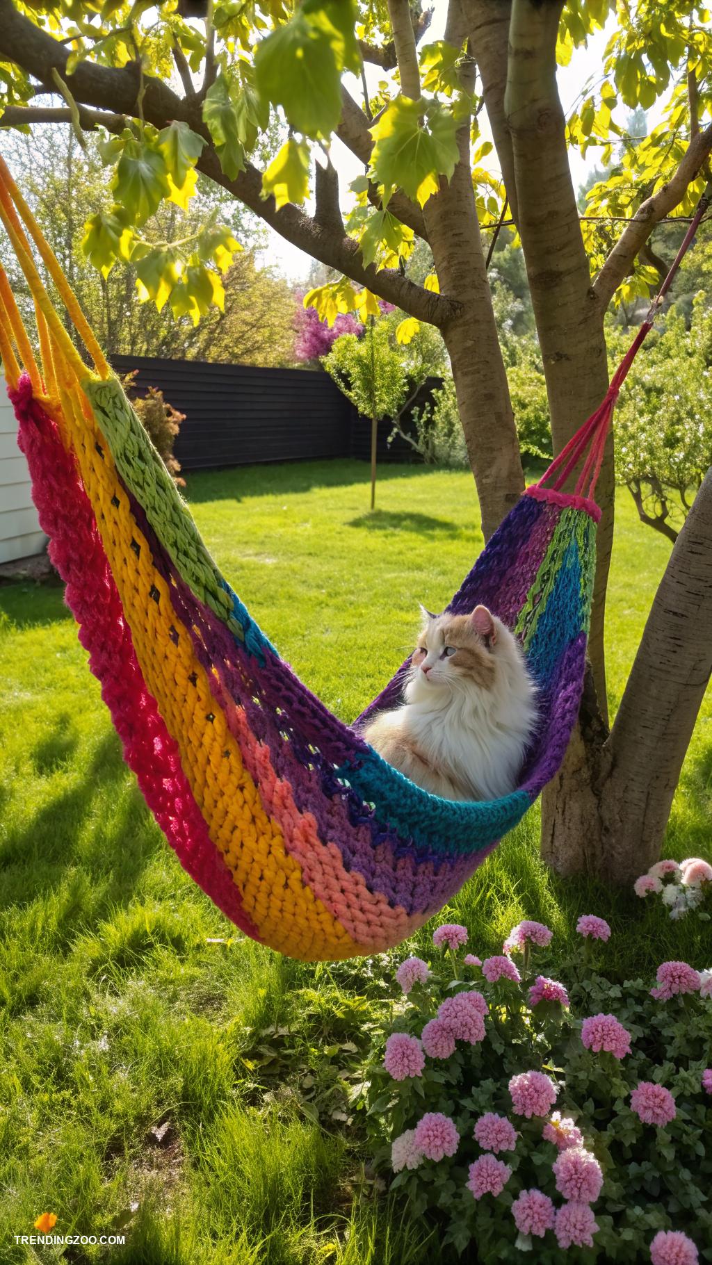 crochet cat hammock Colorful hammock for detecting cat moods