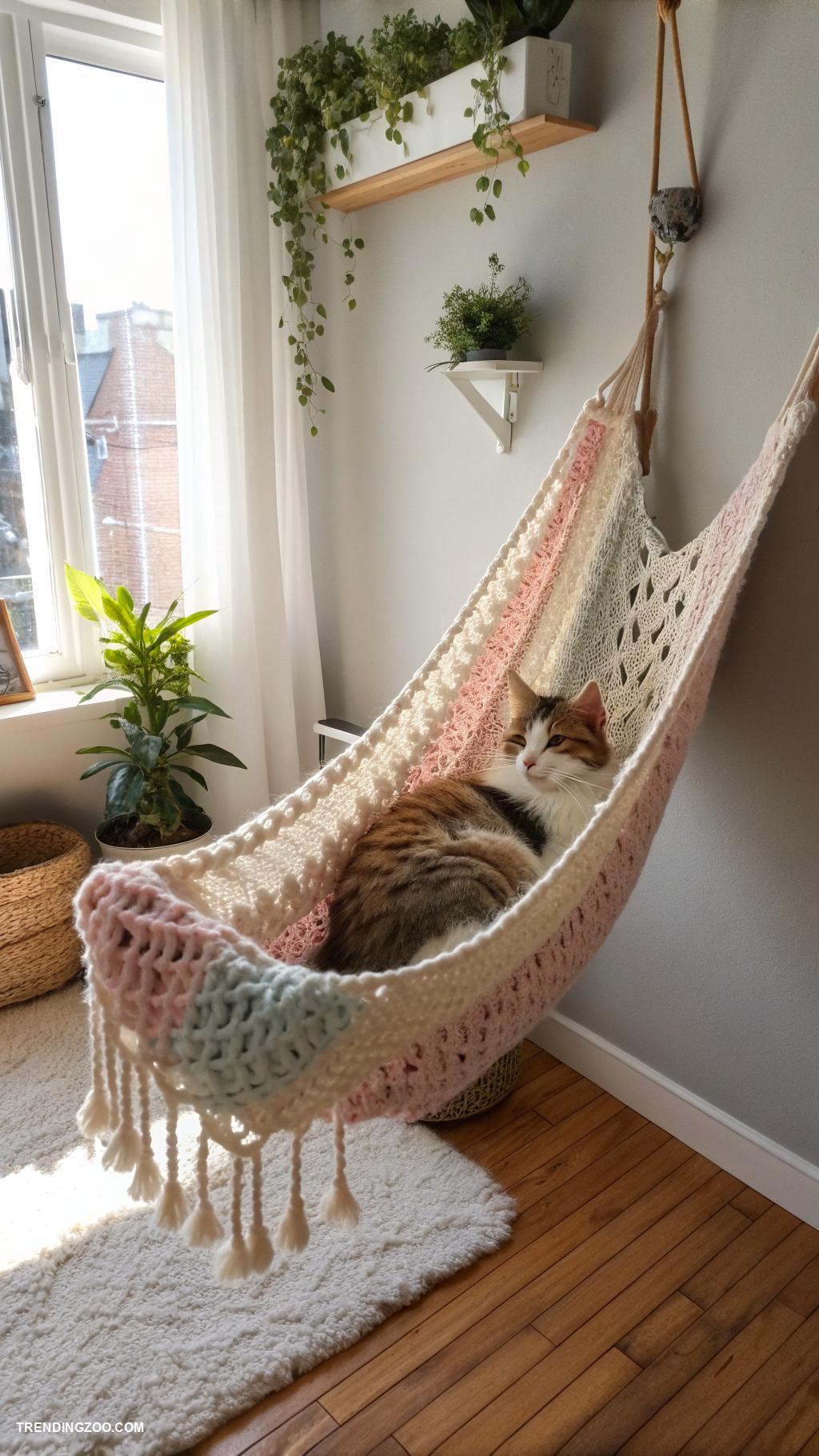 crochet cat hammock Wall mounted hammock for saving floor space