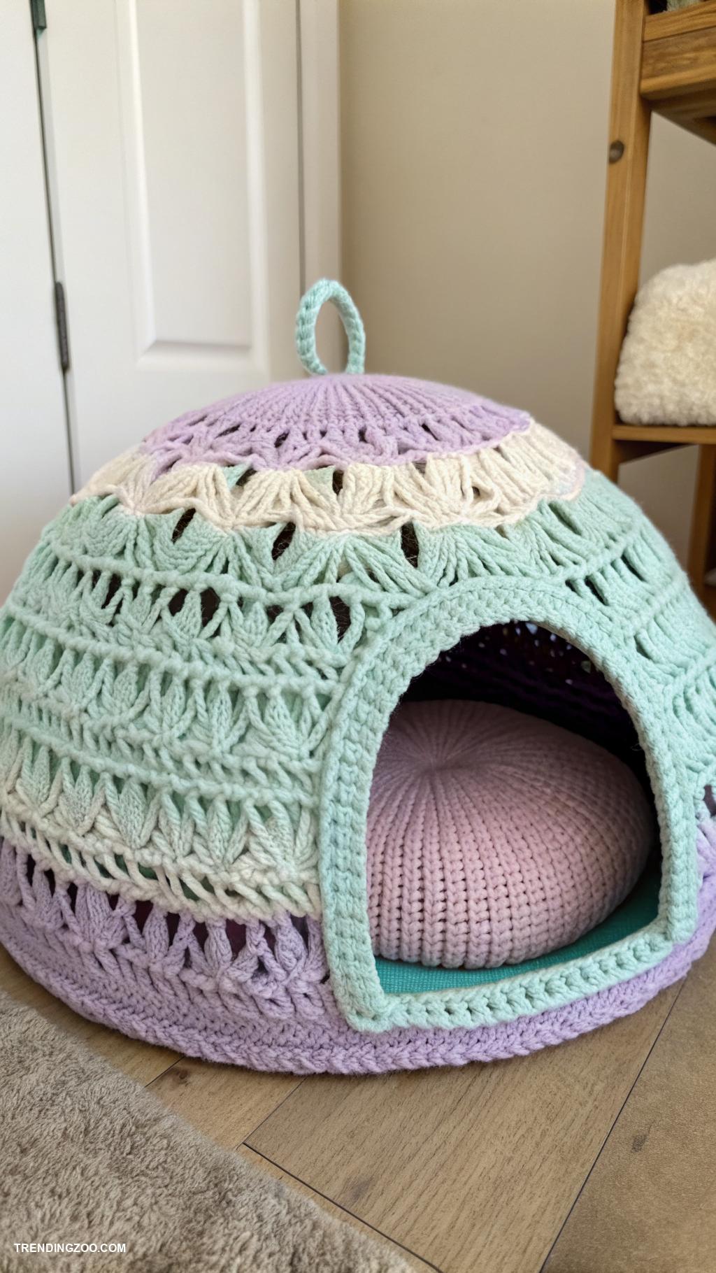crochet cat house Modern crochet dome with ventilation holes