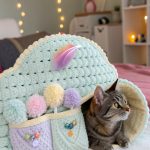 crochet cat pillows Interactive cat toy pillow with pockets