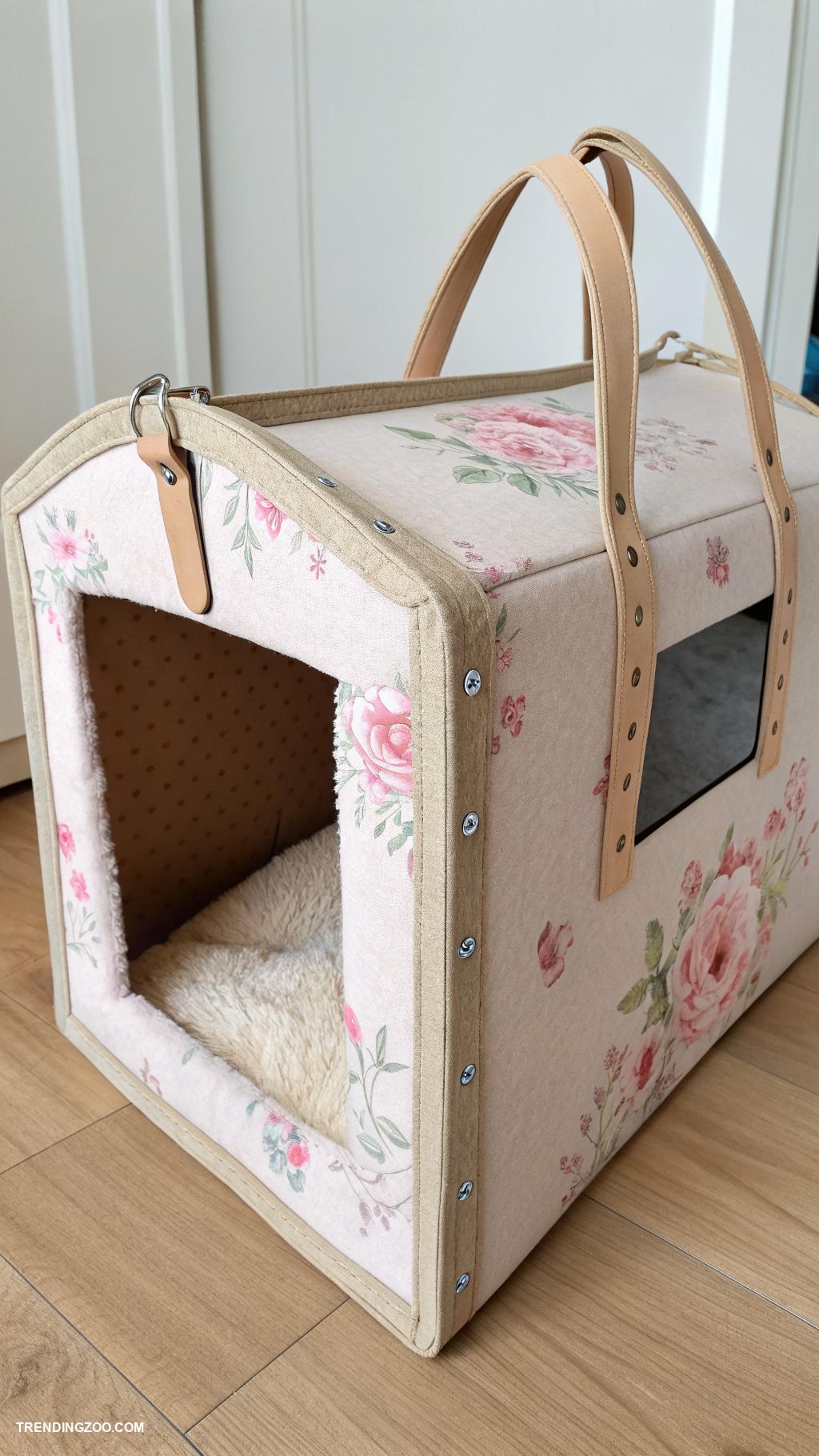 diy cat carrier Fleece lined cardboard carrier