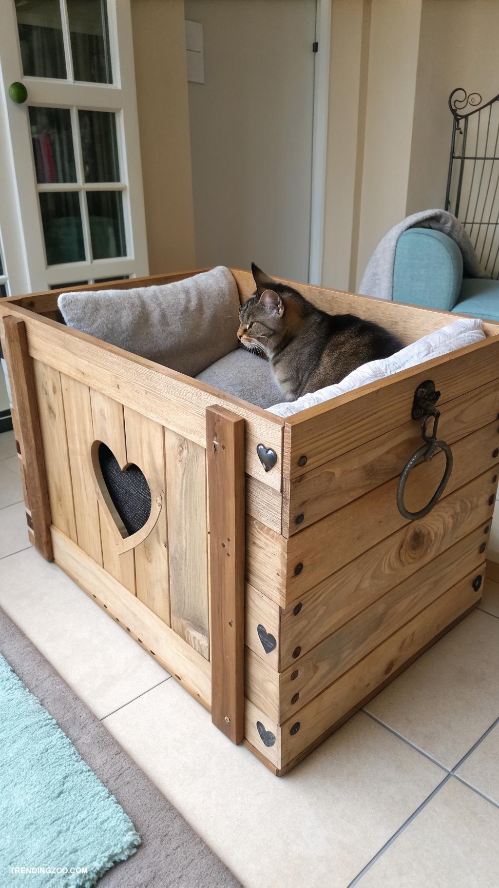 diy cat carrier Wooden crate with secure latch