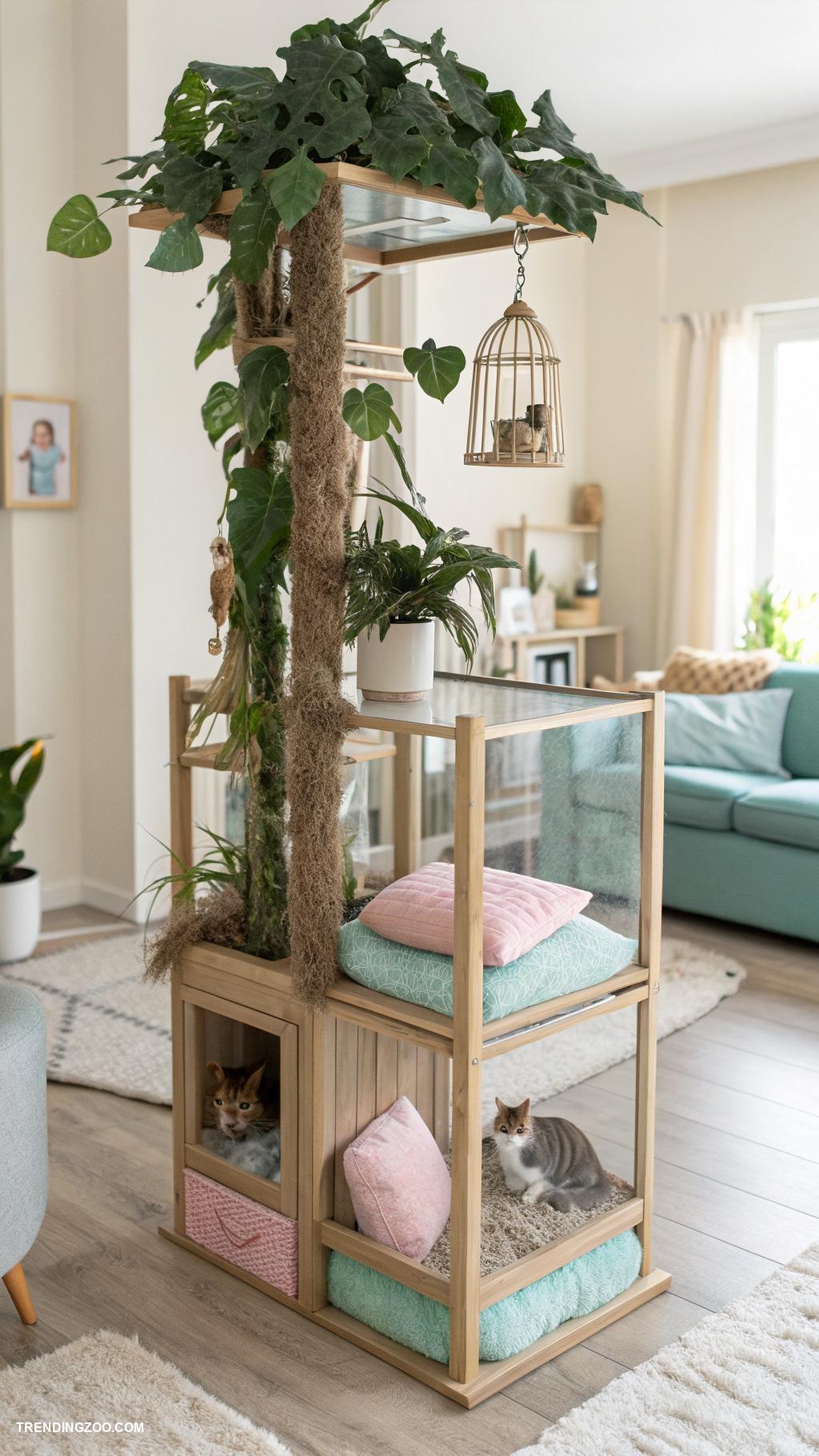 diy cat enclosure Cat tree with enclosed play area