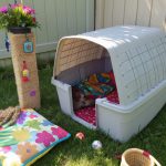 diy cat enclosure Large plastic storage bin cat retreat