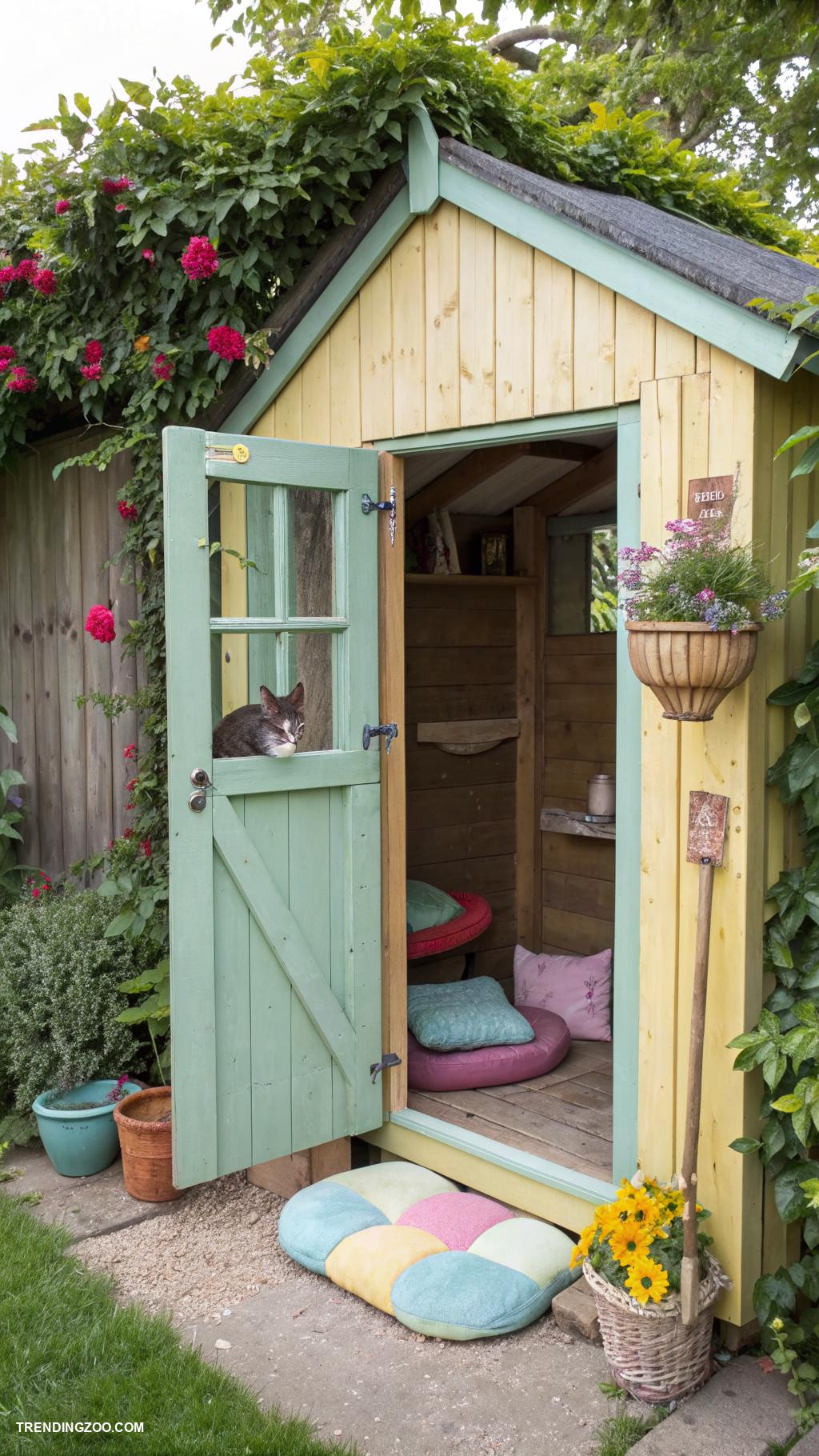 diy cat enclosure Wooden garden shed converted to cat haven