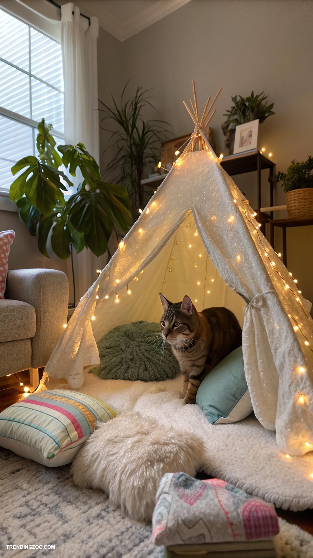 diy cat hideaway Pillow fort in a quiet corner