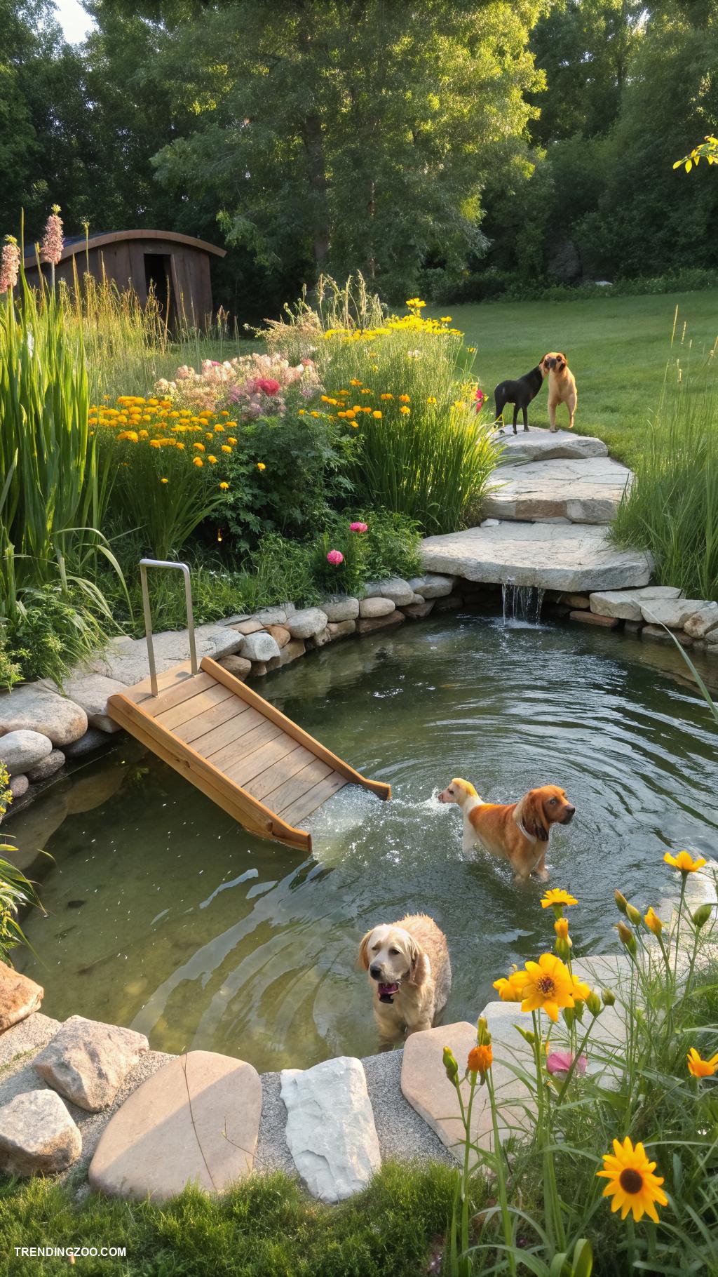 dog pond Add steps for easy entry and exit