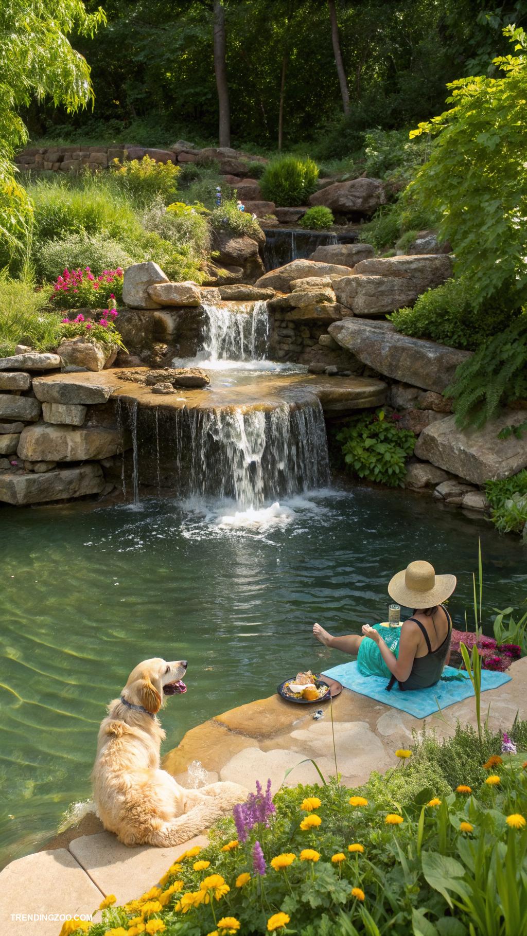 dog pond Create a waterfall feature for added enjoyment