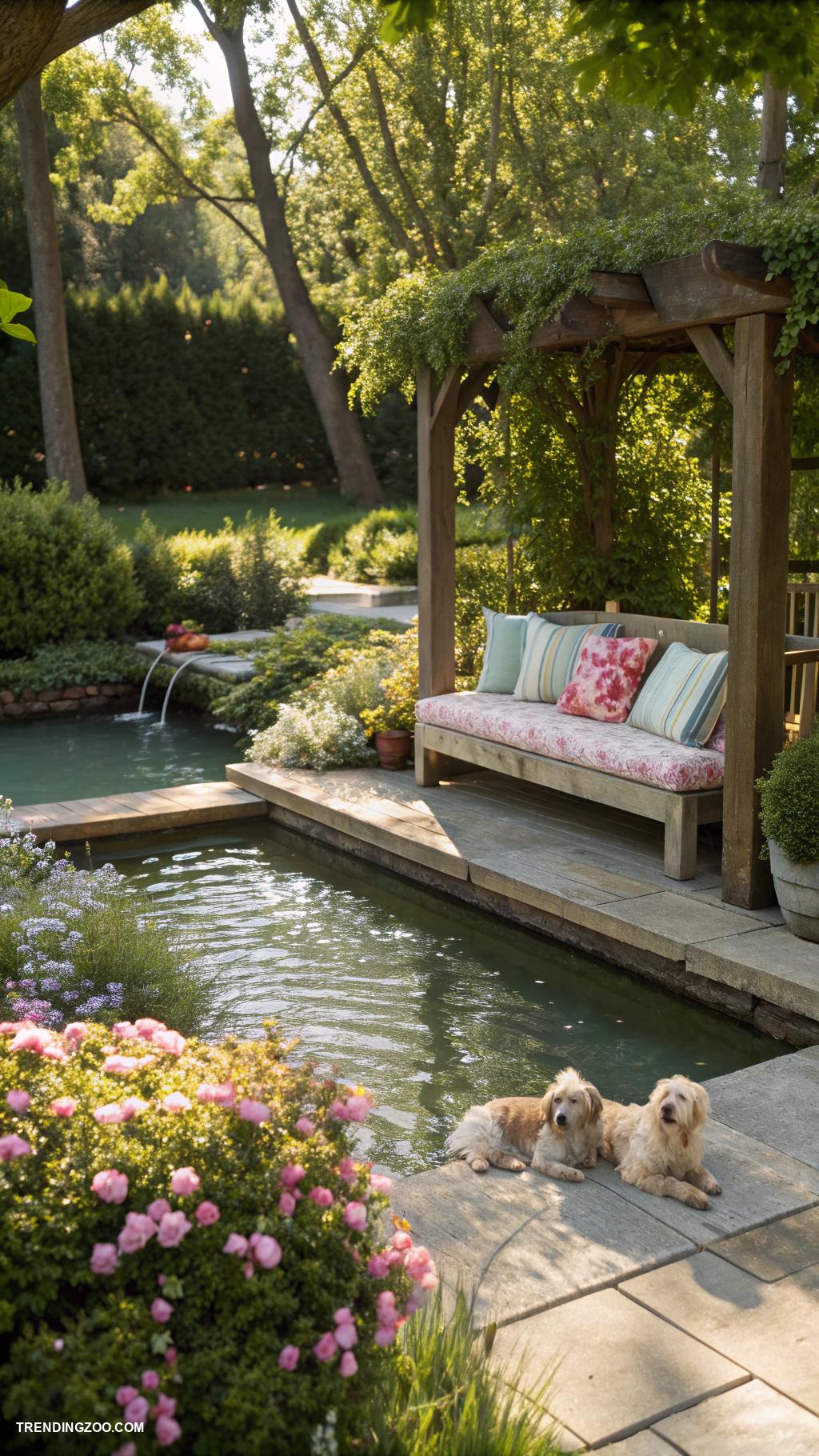 dog pond Designate a shaded resting spot nearby