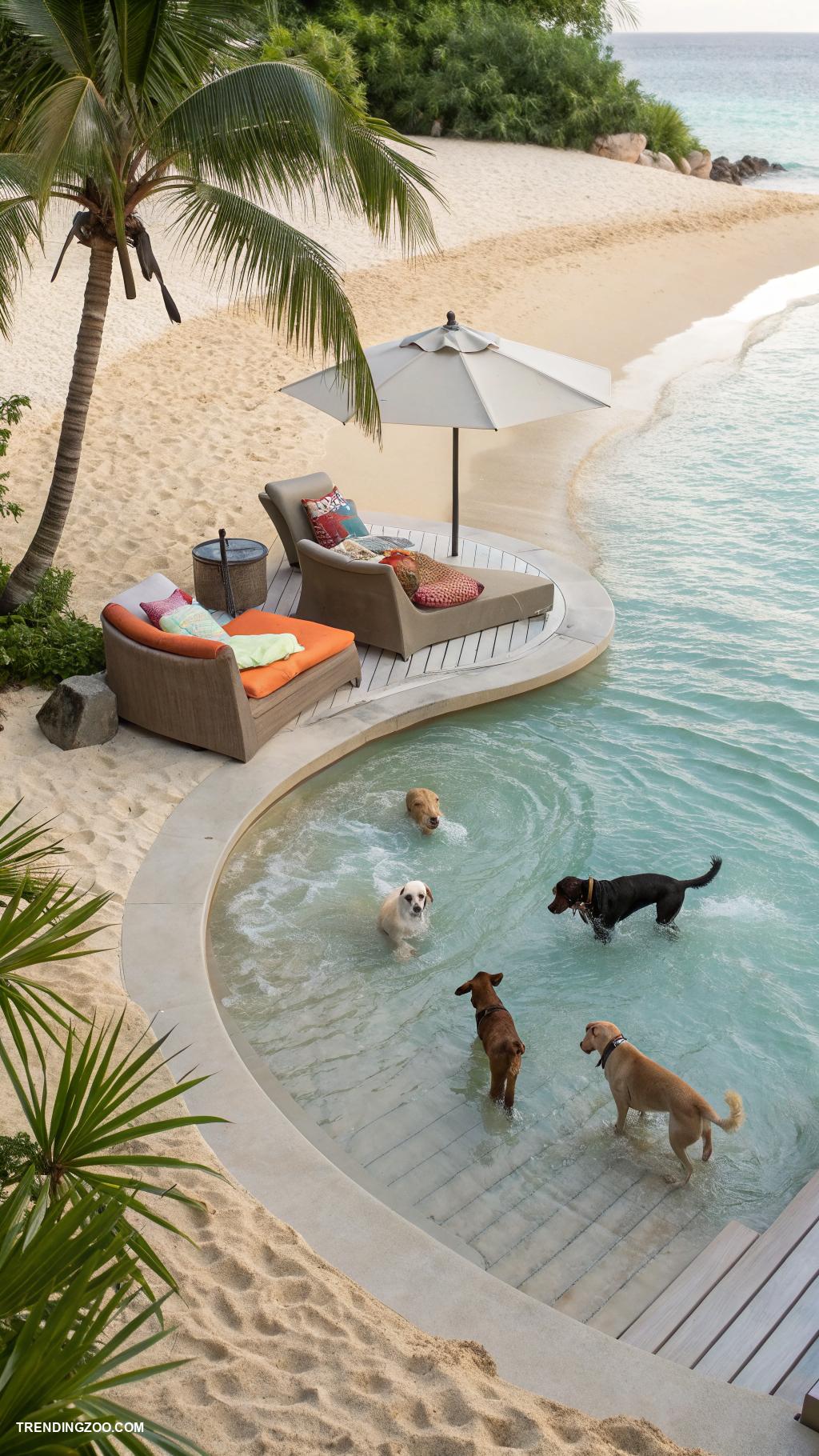 dog pond Install a sandy beach area for lounging